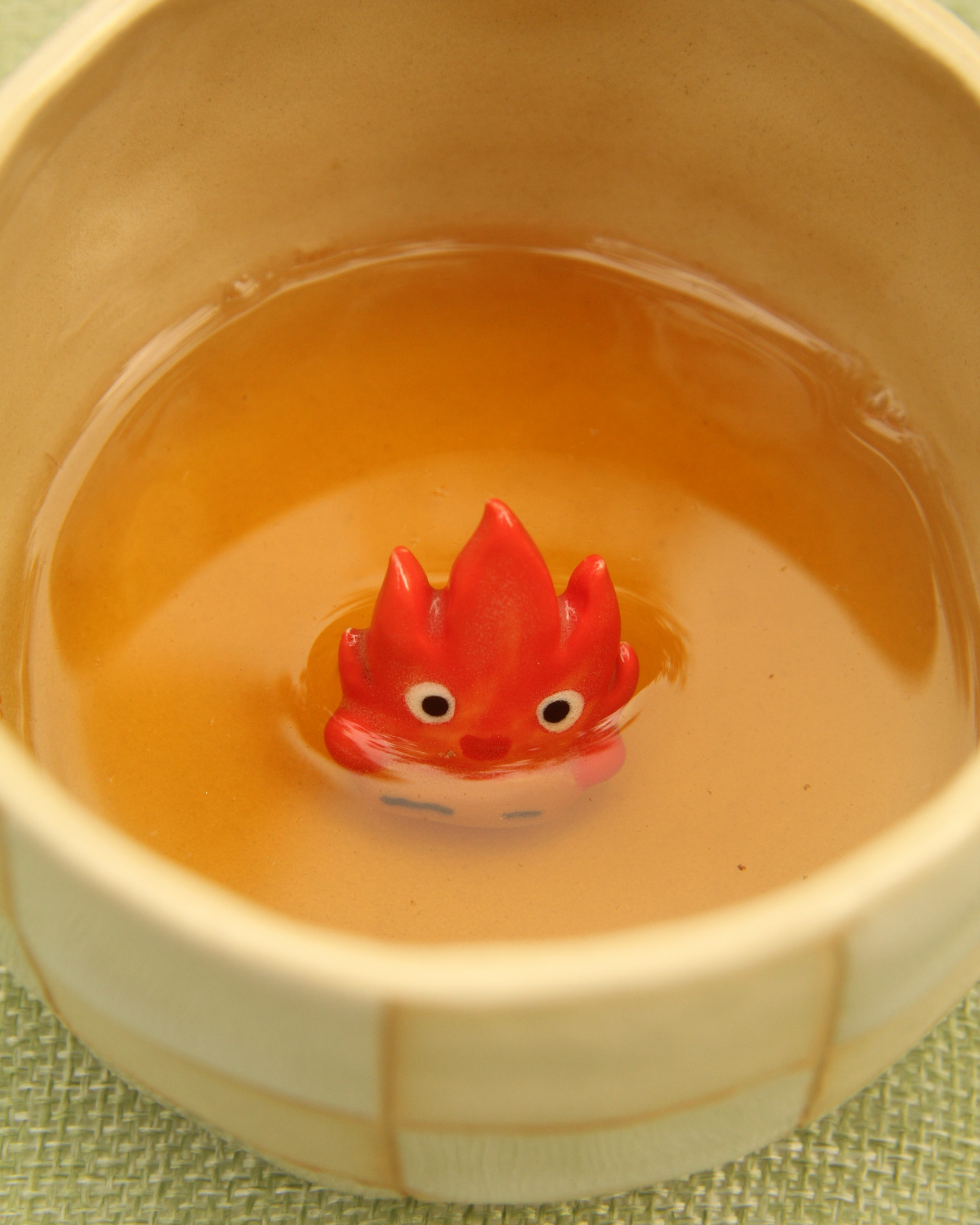 [Pre-order] Fire Demon Handmade Ceramic Checkered Mug, Handbuilt Pottery, Cute Gift For Anime Fan, Unique Birthday Gift, Adorable Valentine Gift | Totto Pottery