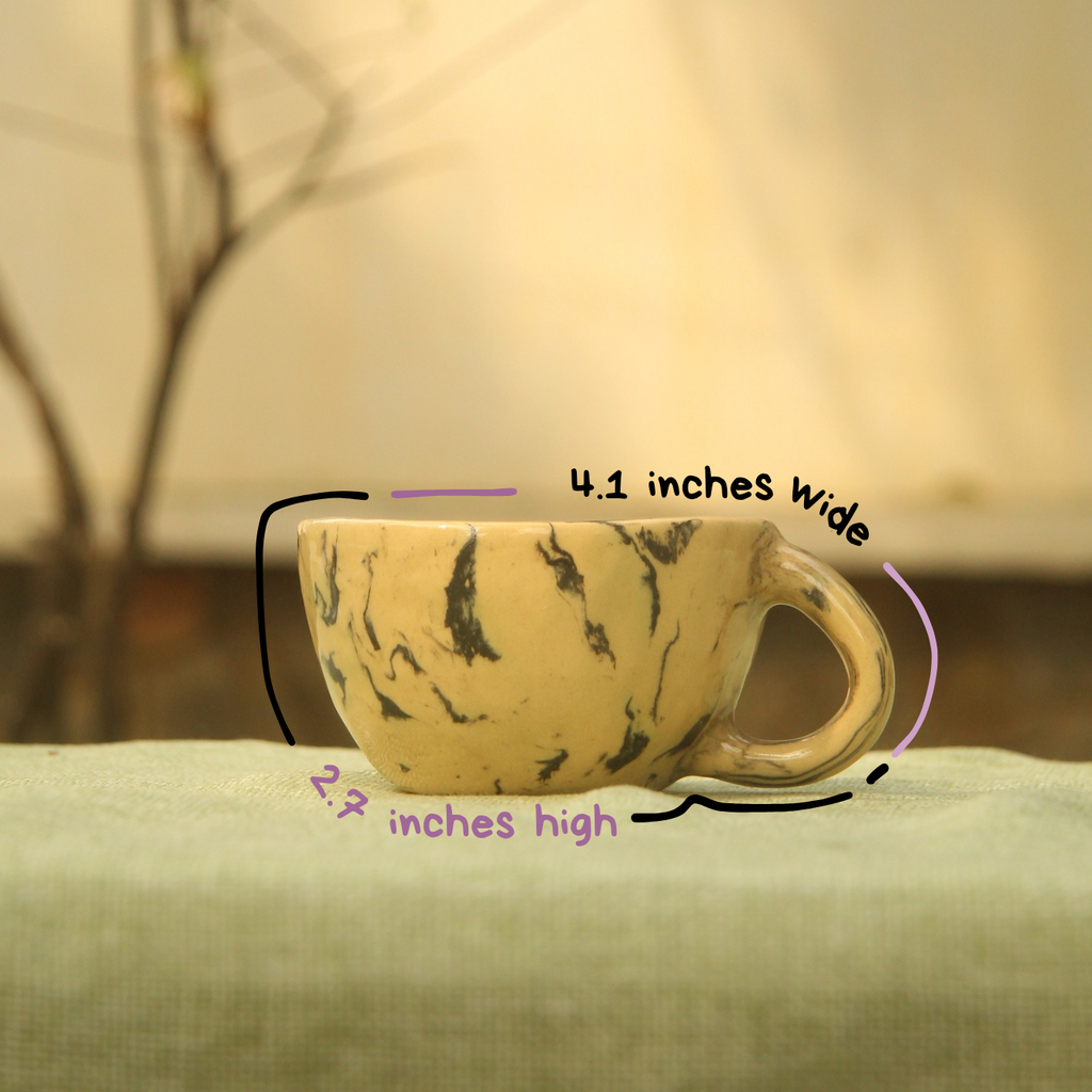 [Pre-order] Marble Handmade Ceramic Mug With Faceless Inside, Handbuilt Pottery, Cute Gift For Anime Fan, Unique Birthday Gift, Adorable Valentine Gift | Totto Pottery