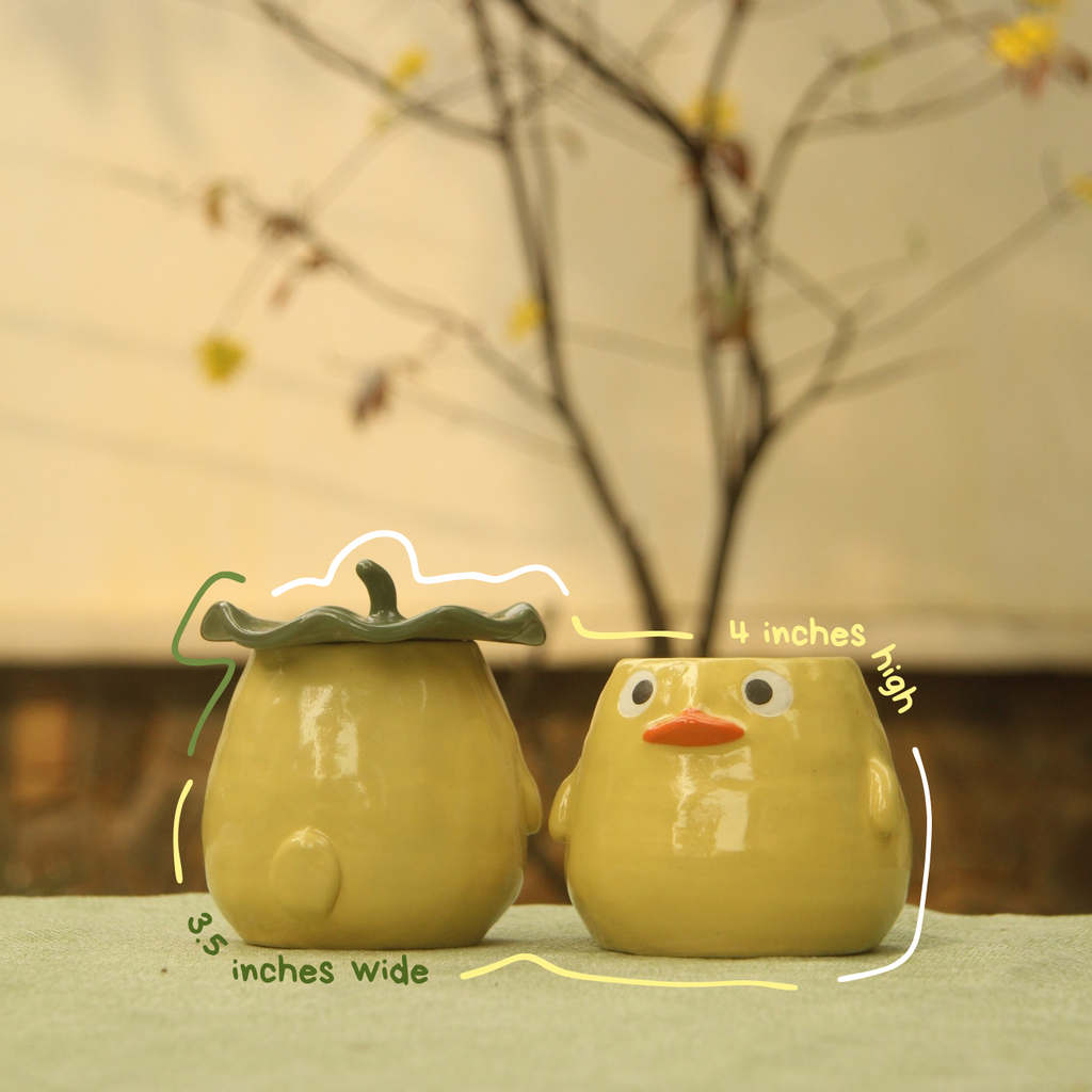 [Pre-order] Yellow Duck Handmade Ceramic Handle Mug, Handbuilt Pottery, Cute Gift For Anime Fan, Unique Birthday Gift, Adorable Valentine Gift | Totto Pottery
