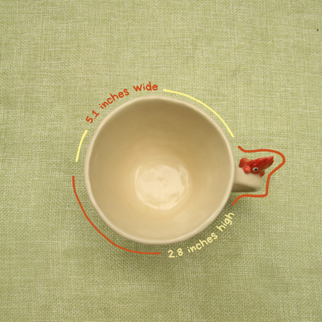 [Pre-order] Hanging Fire Demon Handmade Ceramic Handle Mug, Handbuilt Pottery, Cute Gift For Anime Fan, Unique Birthday Gift, Adorable Valentine Gift | Totto Pottery