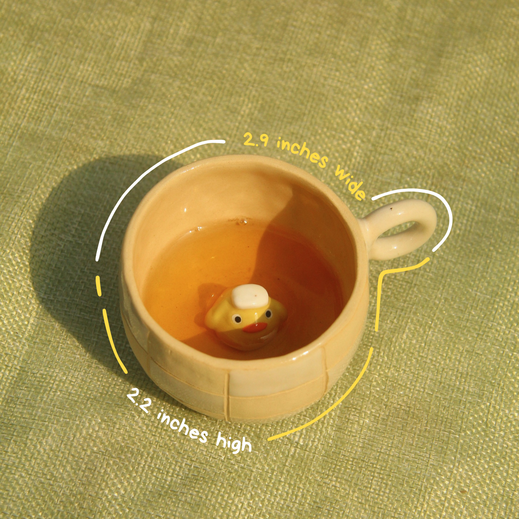 [Pre-order] Yellow Duck Handmade Ceramic Espresso Cup, Handbuilt Pottery, Cute Gift For Anime Fan, Unique Birthday Gift, Adorable Valentine Gift | Totto Pottery