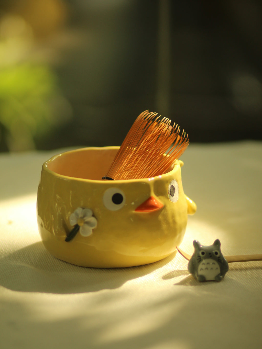 [Pre-order] Set Yellow Duck Handmade Ceramic Matcha Bowl, Handbuilt Pottery, Cute Gift For Anime Fan, Unique Birthday Gift, Adorable Valentine Gift | Totto Pottery