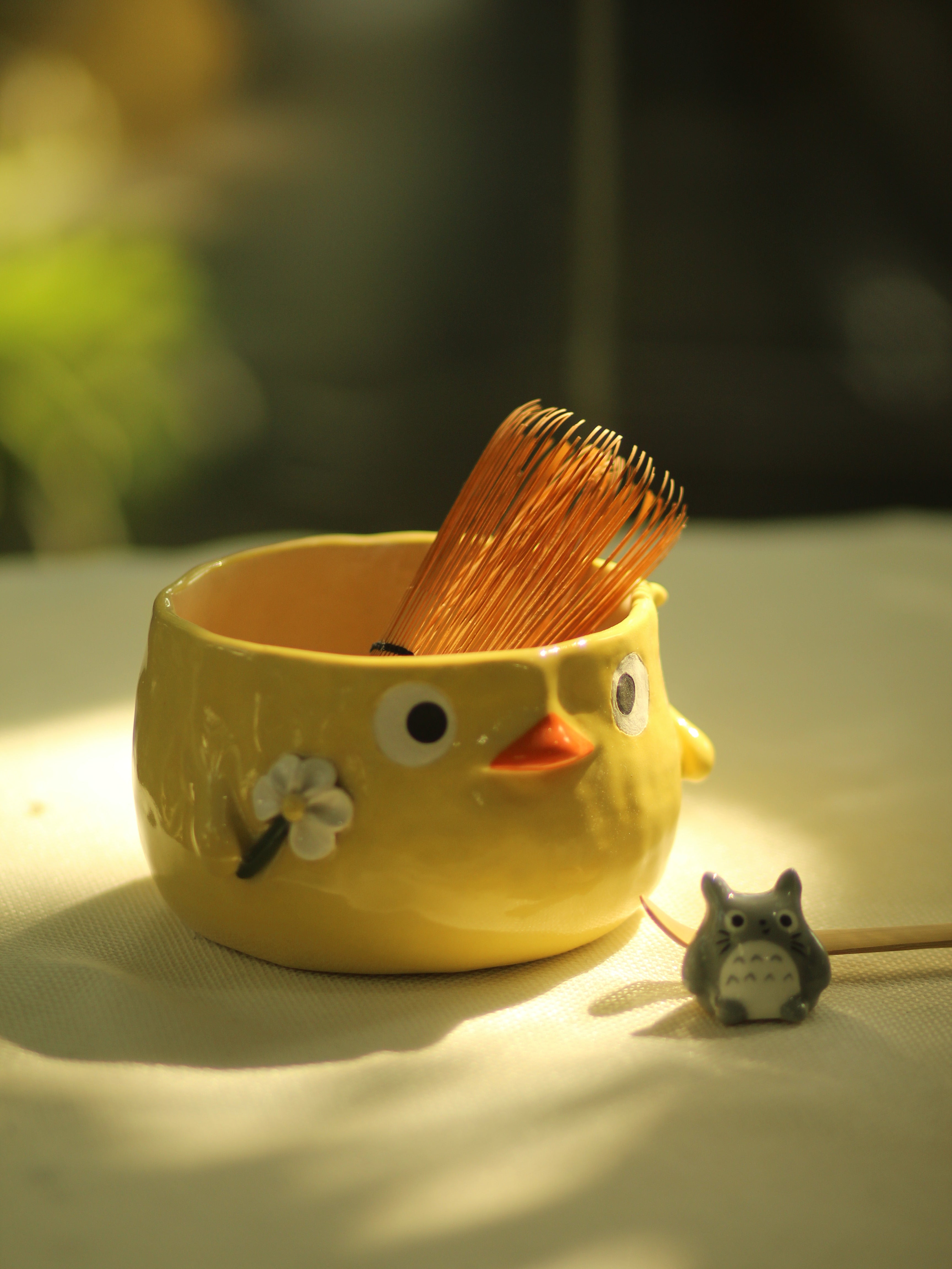 [Pre-order] Set Yellow Duck Handmade Ceramic Matcha Bowl, Handbuilt Pottery, Cute Gift For Anime Fan, Unique Birthday Gift, Adorable Valentine Gift | Totto Pottery