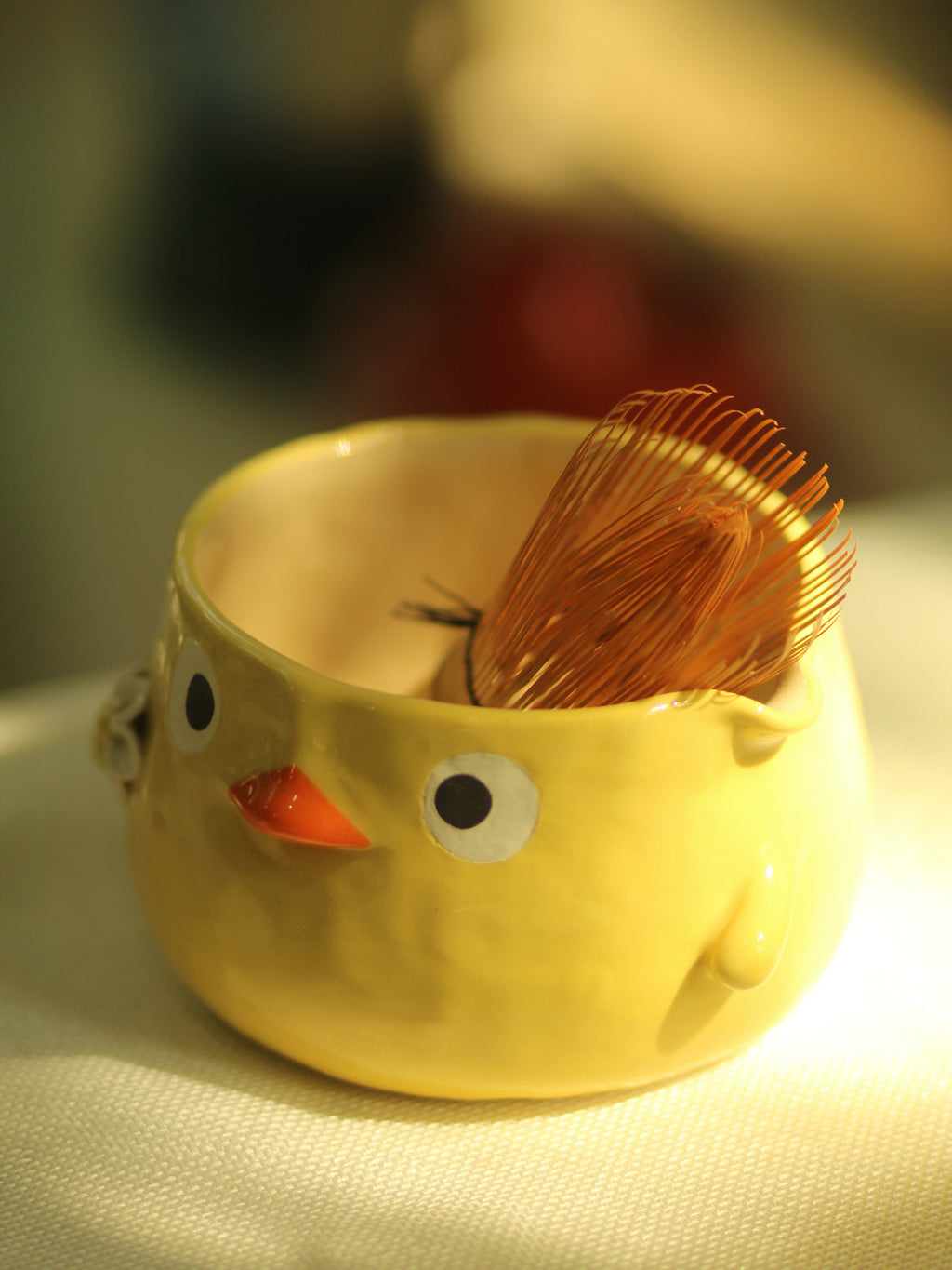 [Pre-order] Set Yellow Duck Handmade Ceramic Matcha Bowl, Handbuilt Pottery, Cute Gift For Anime Fan, Unique Birthday Gift, Adorable Valentine Gift | Totto Pottery