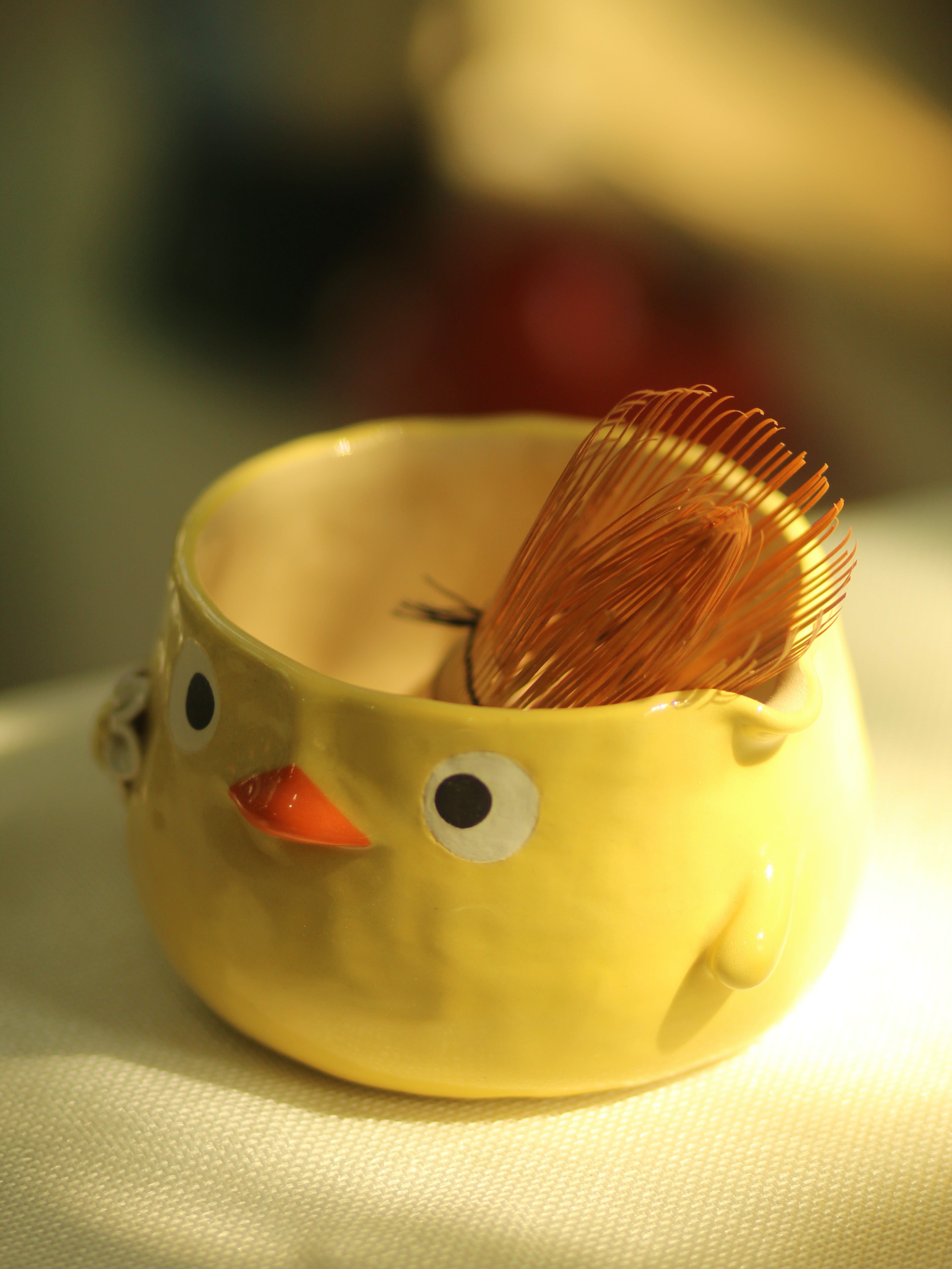 [Pre-order] Set Yellow Duck Handmade Ceramic Matcha Bowl, Handbuilt Pottery, Cute Gift For Anime Fan, Unique Birthday Gift, Adorable Valentine Gift | Totto Pottery