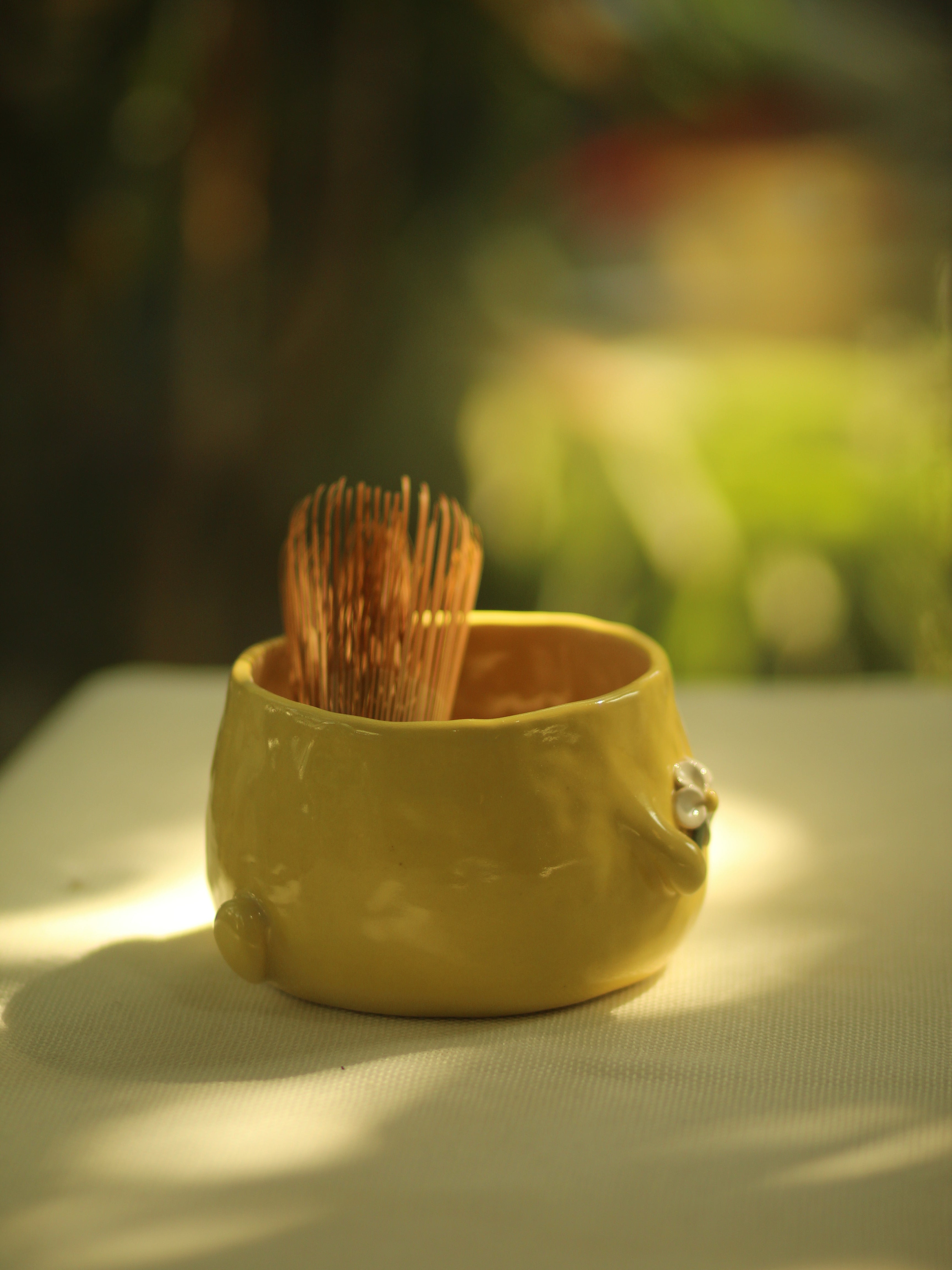 [Pre-order] Set Yellow Duck Handmade Ceramic Matcha Bowl, Handbuilt Pottery, Cute Gift For Anime Fan, Unique Birthday Gift, Adorable Valentine Gift | Totto Pottery
