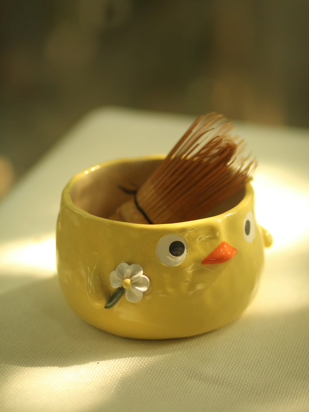 [Pre-order] Set Yellow Duck Handmade Ceramic Matcha Bowl, Handbuilt Pottery, Cute Gift For Anime Fan, Unique Birthday Gift, Adorable Valentine Gift | Totto Pottery