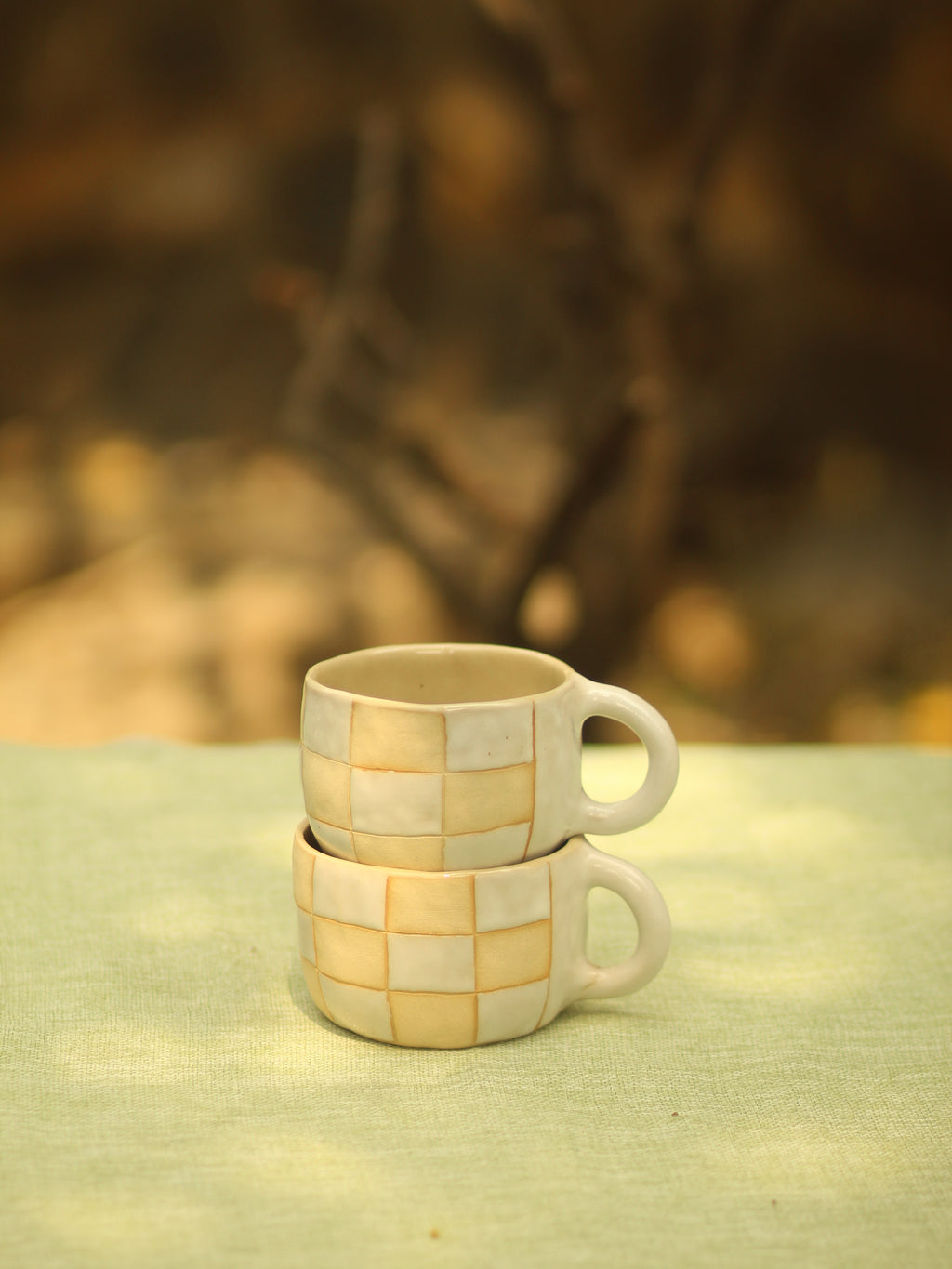 [Pre-order] Black Cat Handmade Ceramic Checkered Mug, Handbuilt Pottery, Cute Gift For Anime Fan, Unique Birthday Gift, Adorable Valentine Gift | Totto Pottery