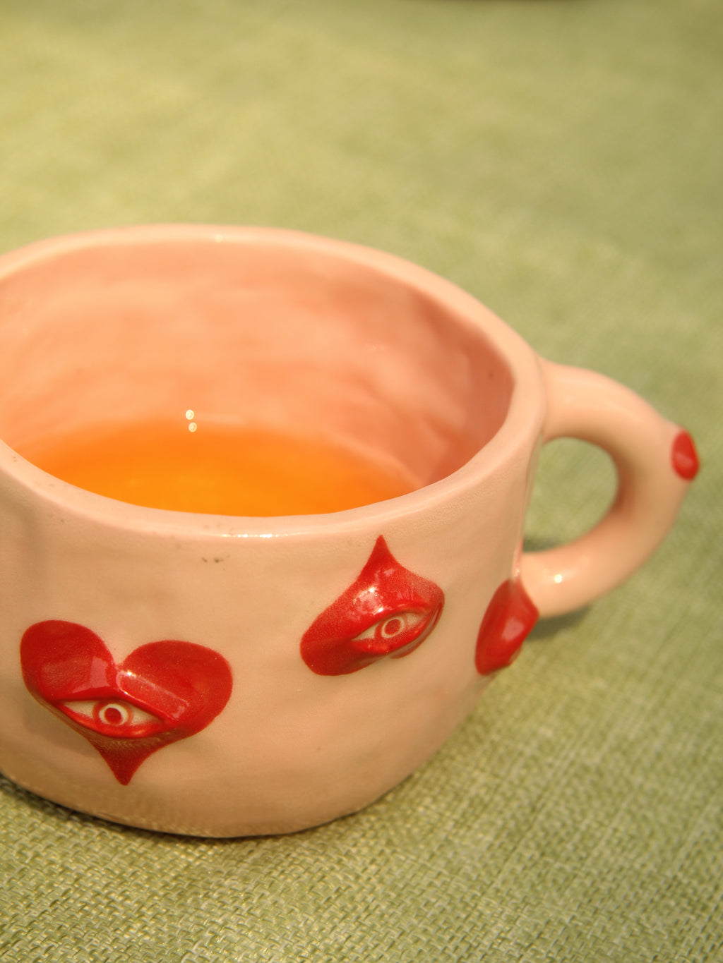 [Pre-order] Eyes Handmade Ceramic Handle Mug With Coaster, Handbuilt Pottery, Cute Gift For Anime Fan, Unique Birthday Gift, Adorable Valentine Gift | Totto Pottery