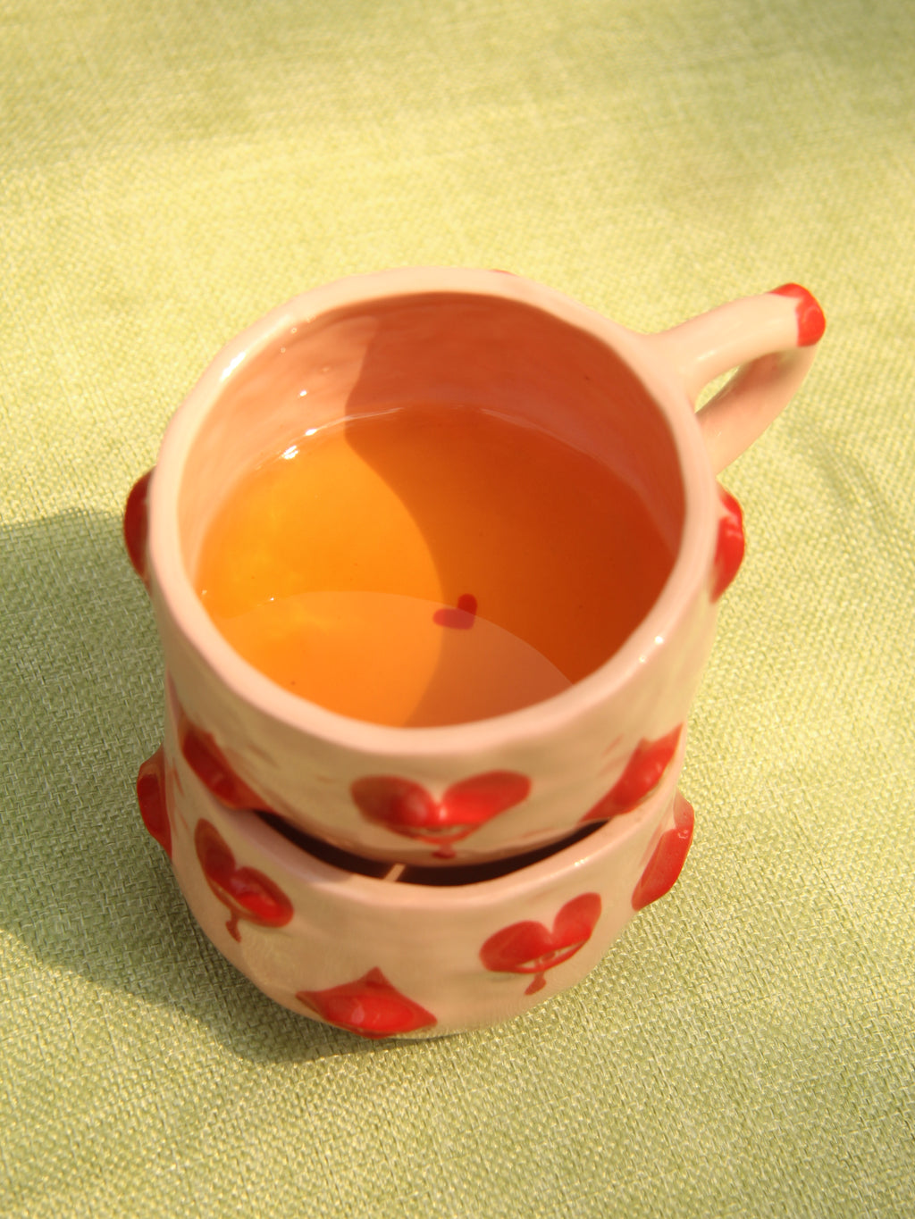 [Pre-order] Eyes Handmade Ceramic Handle Mug With Coaster, Handbuilt Pottery, Cute Gift For Anime Fan, Unique Birthday Gift, Adorable Valentine Gift | Totto Pottery