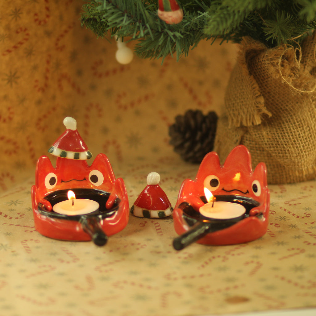 [Pre-order] Fire Demon Handmade Ceramic Candle Holder, Handbuilt Pottery, Cute Gift For Anime Fan, Unique Birthday Gift, Adorable Valentine Gift | Totto Pottery