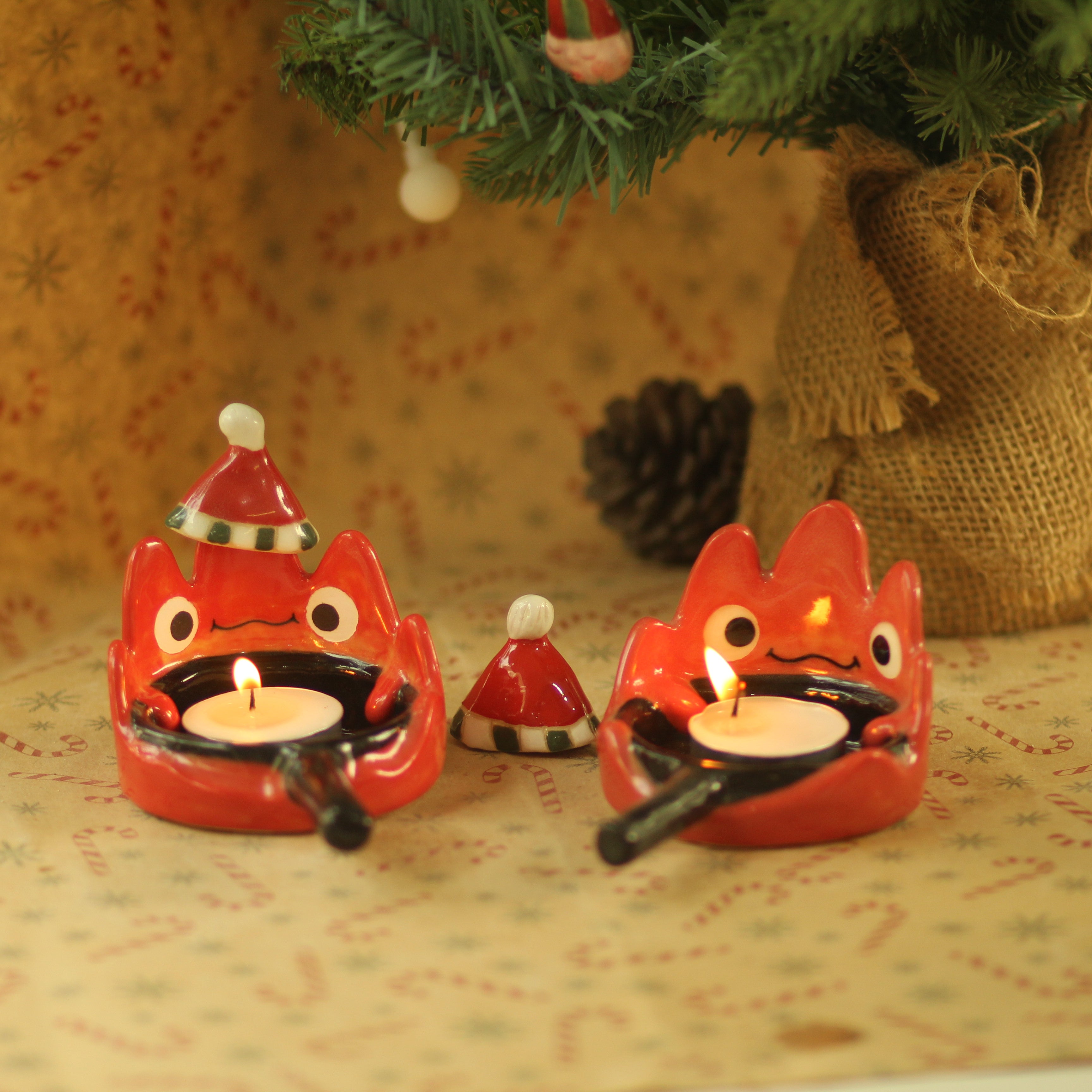 [Pre-order] Fire Demon Handmade Ceramic Candle Holder, Handbuilt Pottery, Cute Gift For Anime Fan, Unique Birthday Gift, Adorable Valentine Gift | Totto Pottery