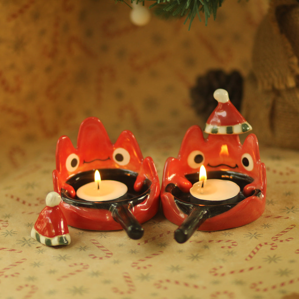[Pre-order] Fire Demon Handmade Ceramic Candle Holder, Handbuilt Pottery, Cute Gift For Anime Fan, Unique Birthday Gift, Adorable Valentine Gift | Totto Pottery