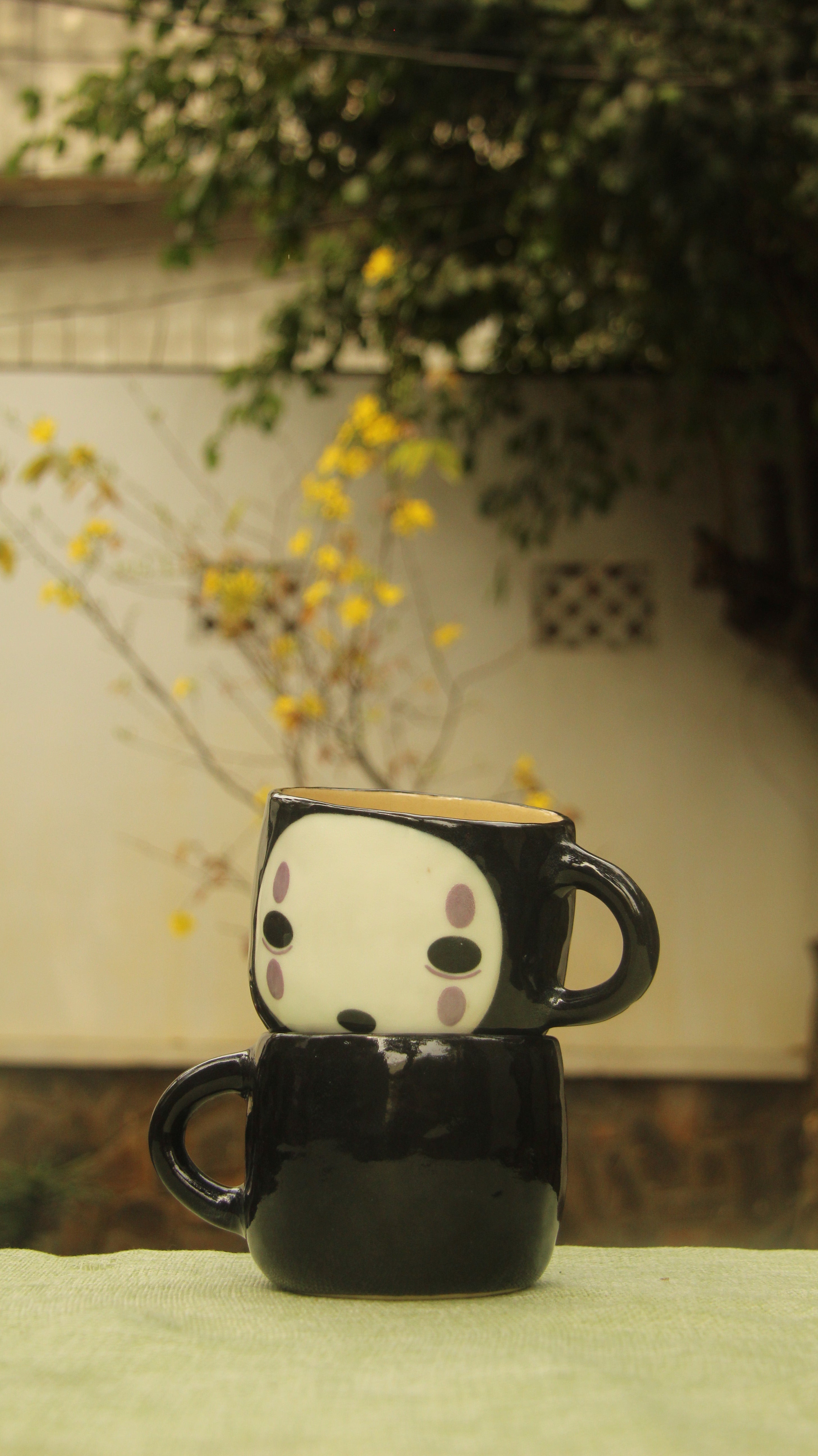[Pre-order] Faceless Handmade Ceramic Handle Mug, Handbuilt Pottery, Cute Gift For Anime Fan, Unique Birthday Gift, Adorable Valentine Gift | Totto Pottery