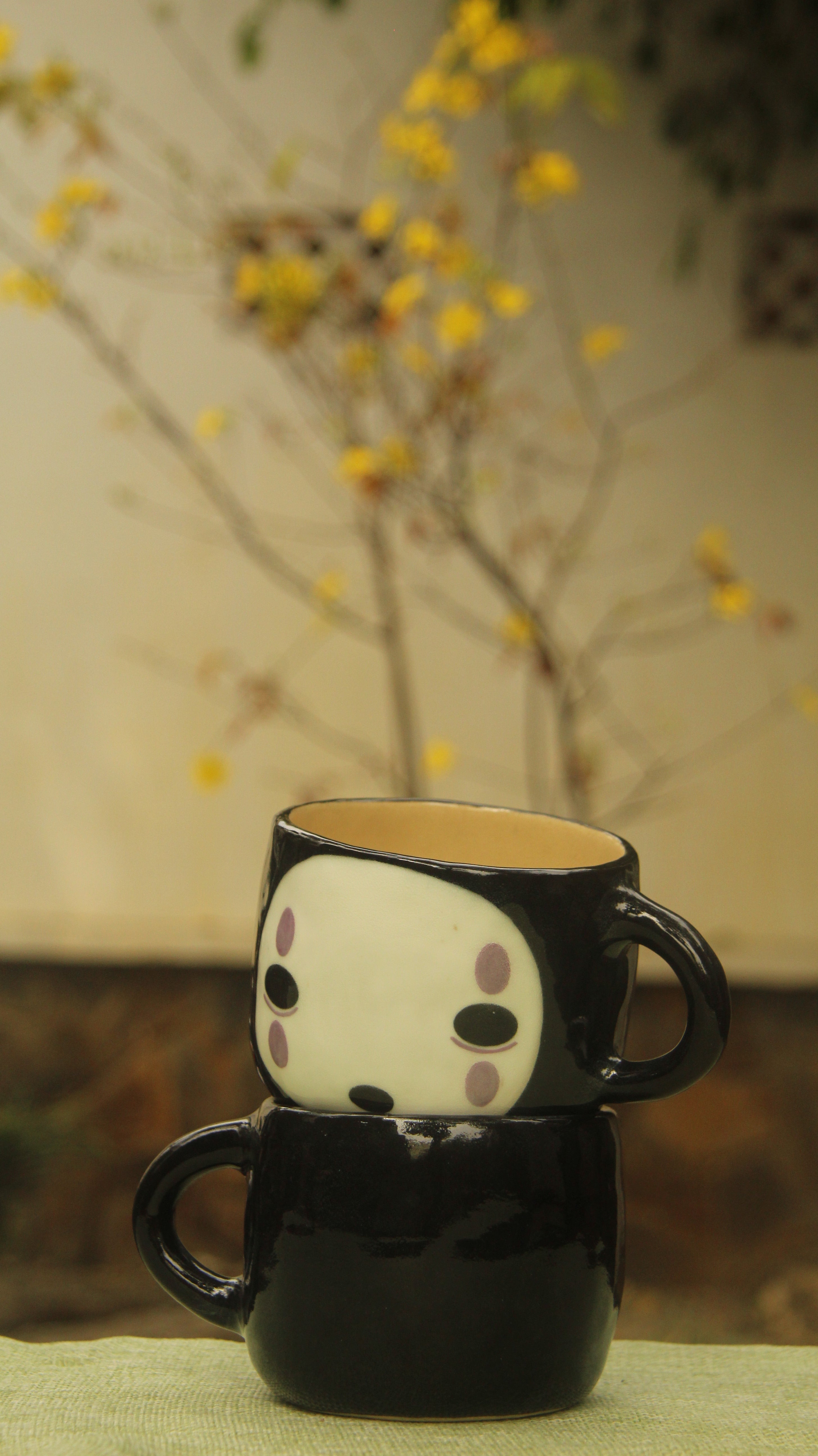 [Pre-order] Faceless Handmade Ceramic Handle Mug, Handbuilt Pottery, Cute Gift For Anime Fan, Unique Birthday Gift, Adorable Valentine Gift | Totto Pottery