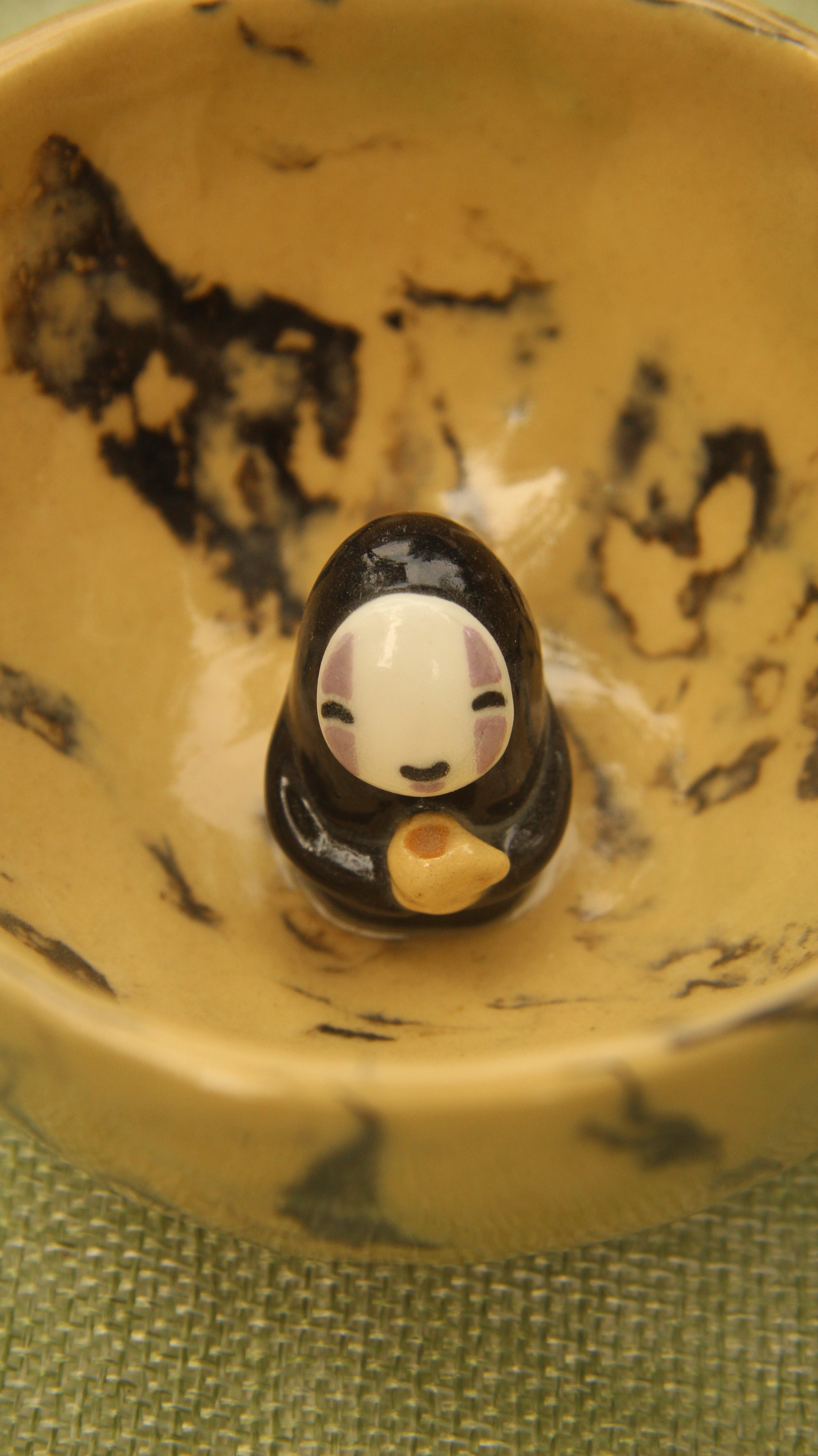 [Pre-order] Marble Handmade Ceramic Mug With Faceless Inside, Handbuilt Pottery, Cute Gift For Anime Fan, Unique Birthday Gift, Adorable Valentine Gift | Totto Pottery