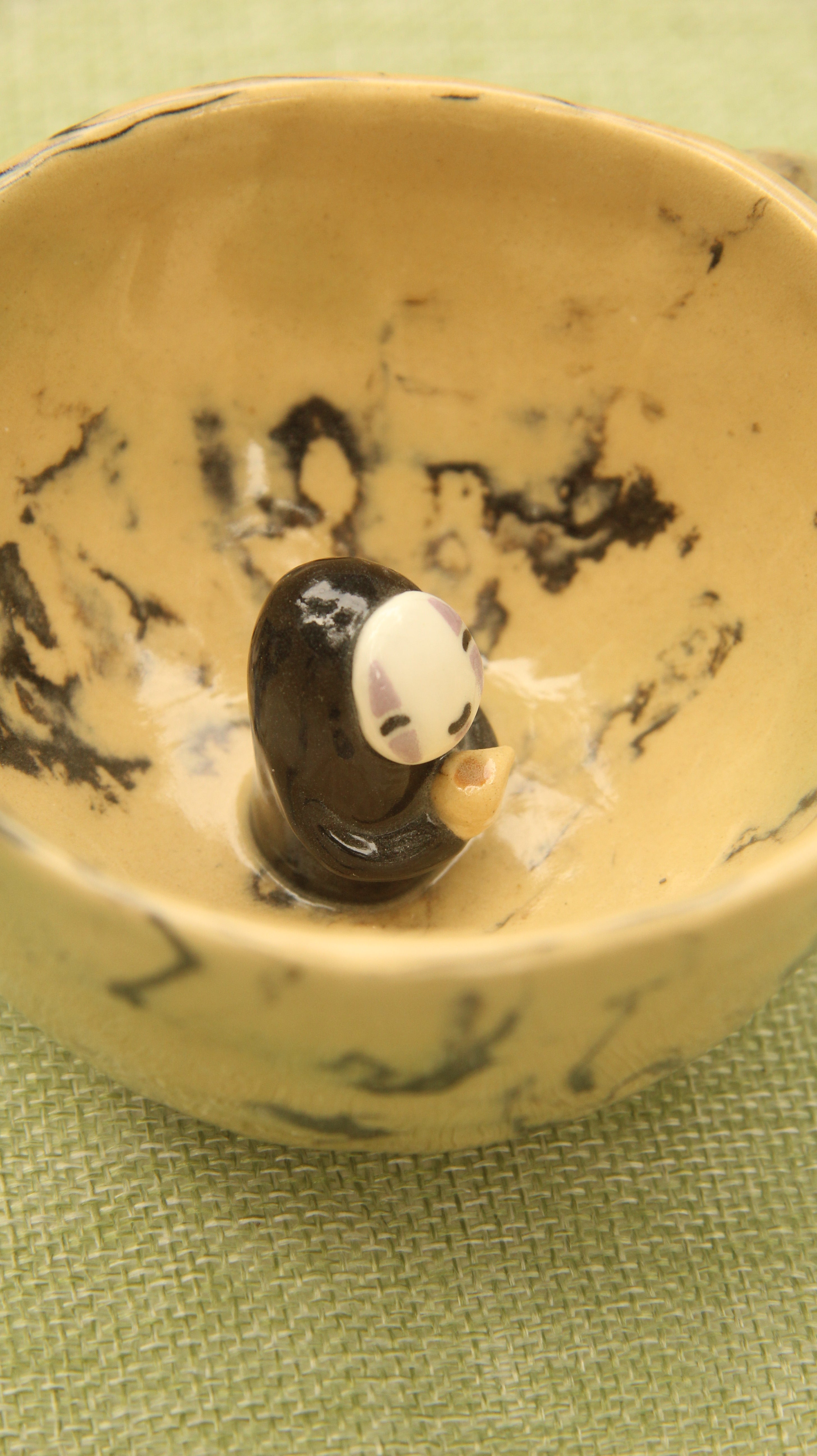 [Pre-order] Marble Handmade Ceramic Mug With Faceless Inside, Handbuilt Pottery, Cute Gift For Anime Fan, Unique Birthday Gift, Adorable Valentine Gift | Totto Pottery