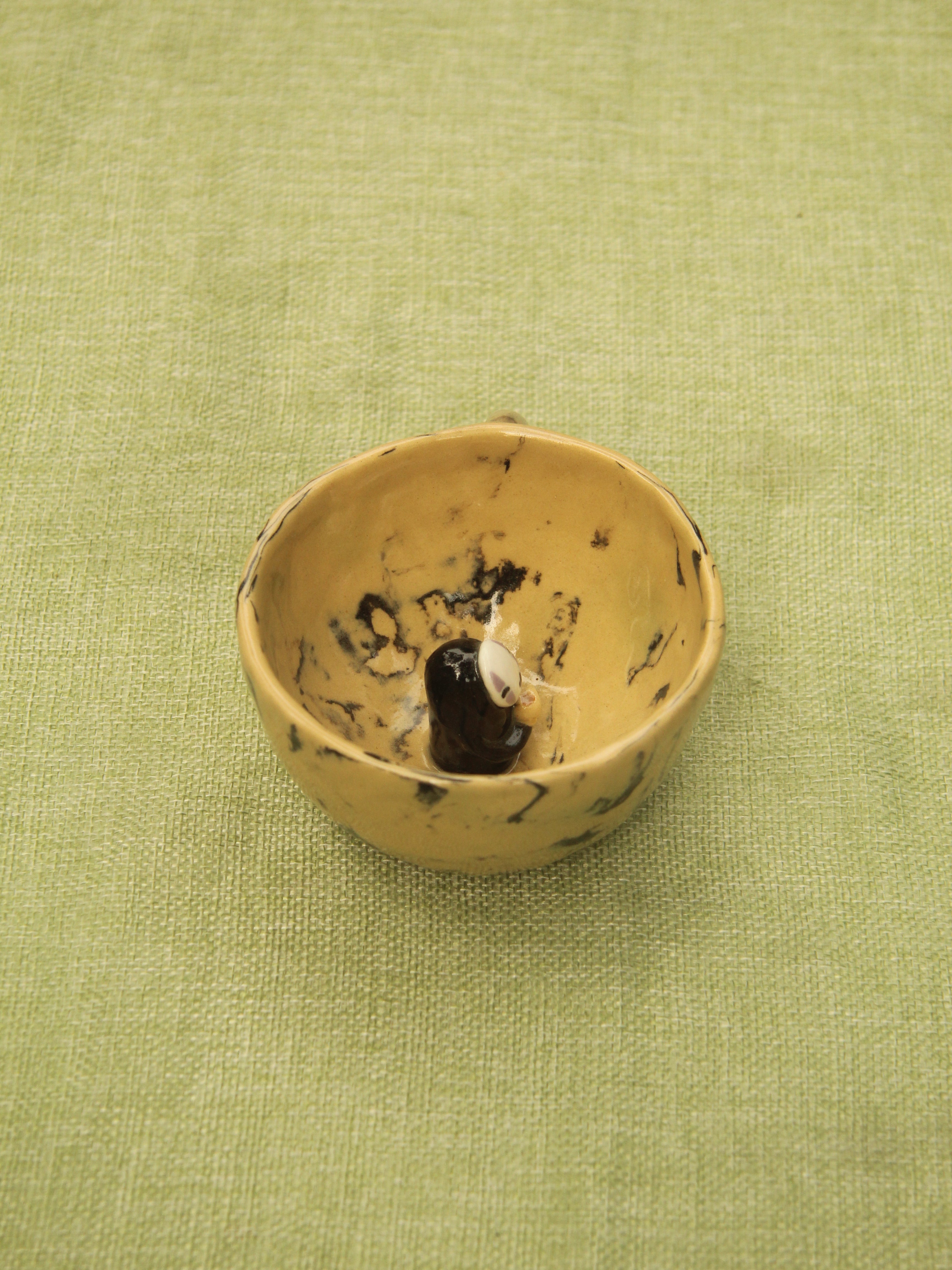 [Pre-order] Marble Handmade Ceramic Mug With Faceless Inside, Handbuilt Pottery, Cute Gift For Anime Fan, Unique Birthday Gift, Adorable Valentine Gift | Totto Pottery