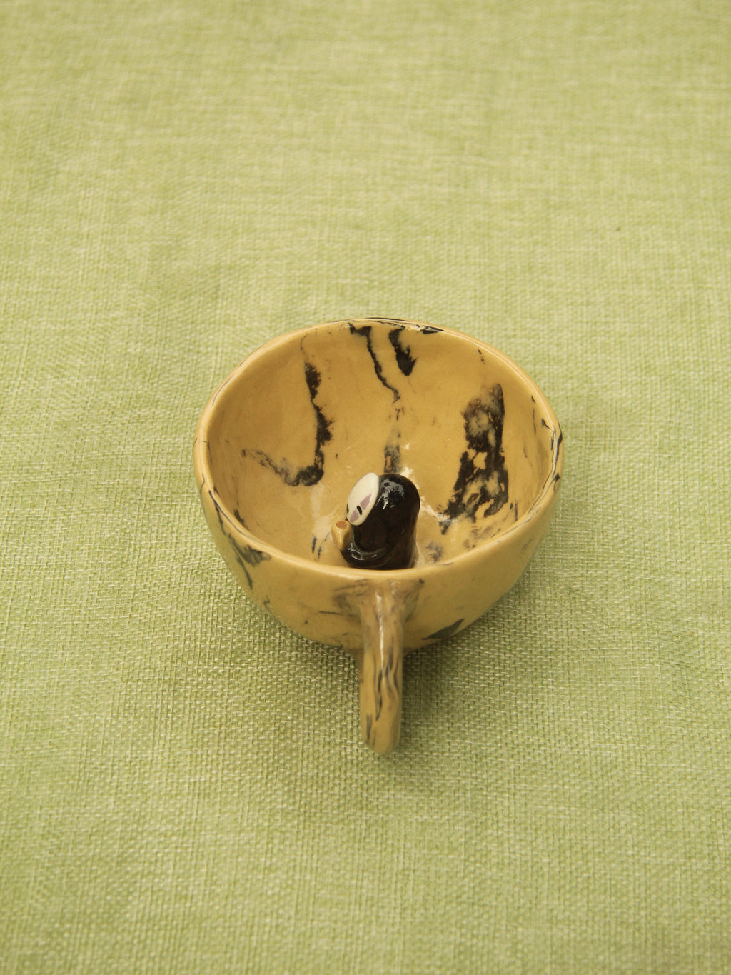 [Pre-order] Marble Handmade Ceramic Mug With Faceless Inside, Handbuilt Pottery, Cute Gift For Anime Fan, Unique Birthday Gift, Adorable Valentine Gift | Totto Pottery