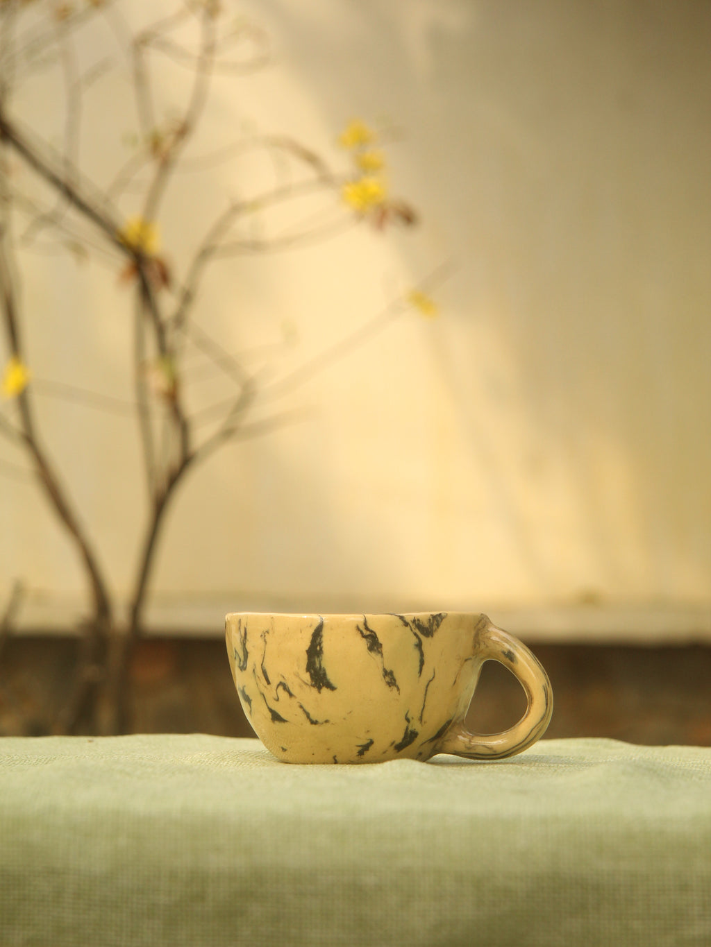 [Pre-order] Marble Handmade Ceramic Mug With Faceless Inside, Handbuilt Pottery, Cute Gift For Anime Fan, Unique Birthday Gift, Adorable Valentine Gift | Totto Pottery