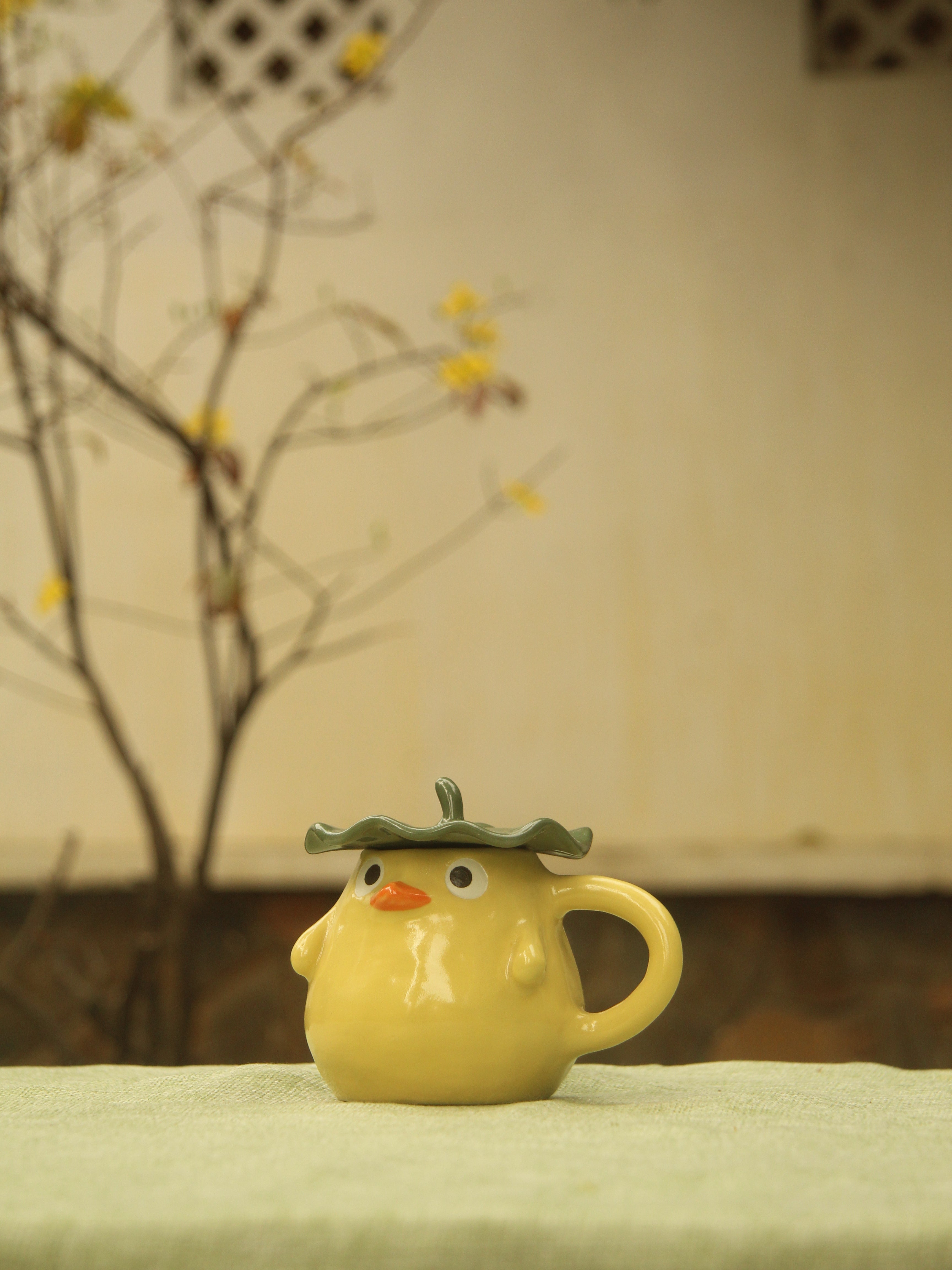 [Pre-order] Yellow Duck Handmade Ceramic Handle Mug, Handbuilt Pottery, Cute Gift For Anime Fan, Unique Birthday Gift, Adorable Valentine Gift | Totto Pottery