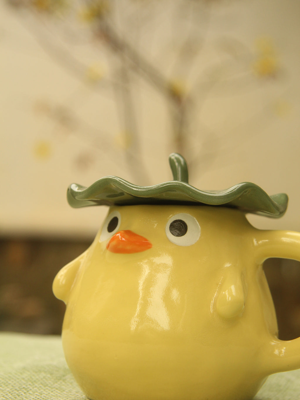 [Pre-order] Yellow Duck Handmade Ceramic Handle Mug, Handbuilt Pottery, Cute Gift For Anime Fan, Unique Birthday Gift, Adorable Valentine Gift | Totto Pottery