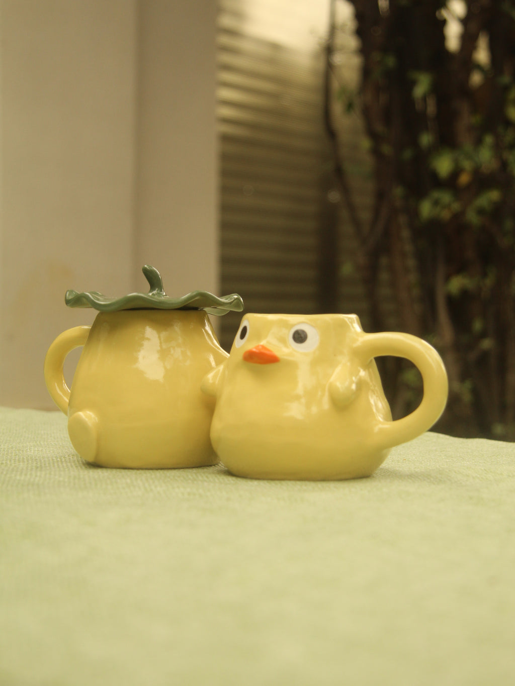 [Pre-order] Yellow Duck Handmade Ceramic Handle Mug, Handbuilt Pottery, Cute Gift For Anime Fan, Unique Birthday Gift, Adorable Valentine Gift | Totto Pottery