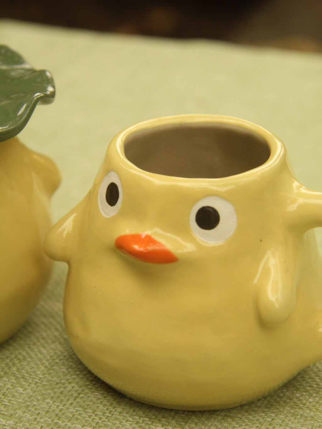 [Pre-order] Yellow Duck Handmade Ceramic Handle Mug, Handbuilt Pottery, Cute Gift For Anime Fan, Unique Birthday Gift, Adorable Valentine Gift | Totto Pottery