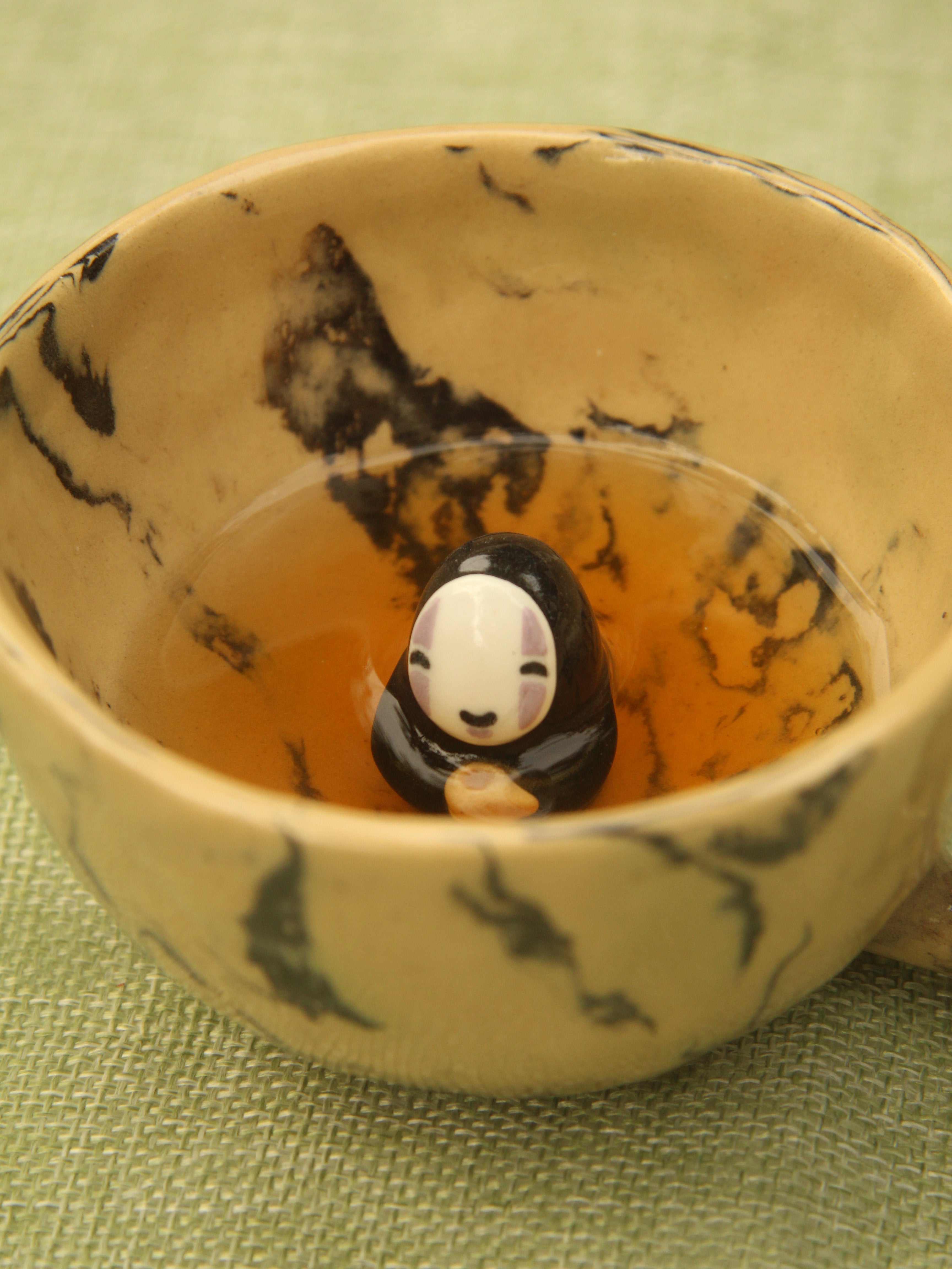[Pre-order] Marble Handmade Ceramic Mug With Faceless Inside, Handbuilt Pottery, Cute Gift For Anime Fan, Unique Birthday Gift, Adorable Valentine Gift | Totto Pottery