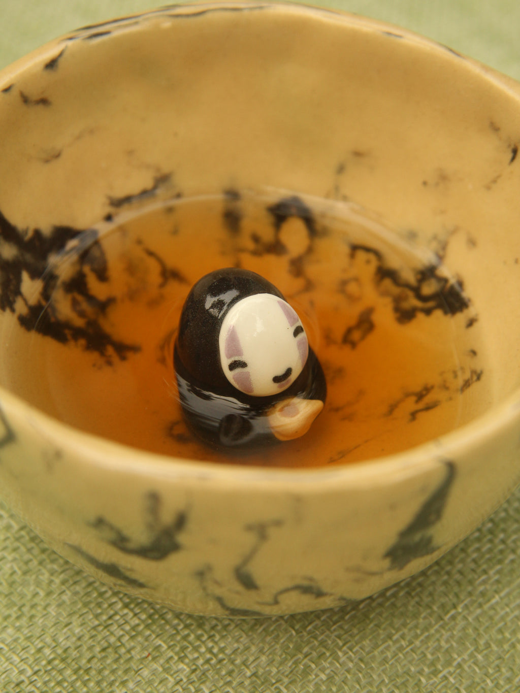 [Pre-order] Marble Handmade Ceramic Mug With Faceless Inside, Handbuilt Pottery, Cute Gift For Anime Fan, Unique Birthday Gift, Adorable Valentine Gift | Totto Pottery