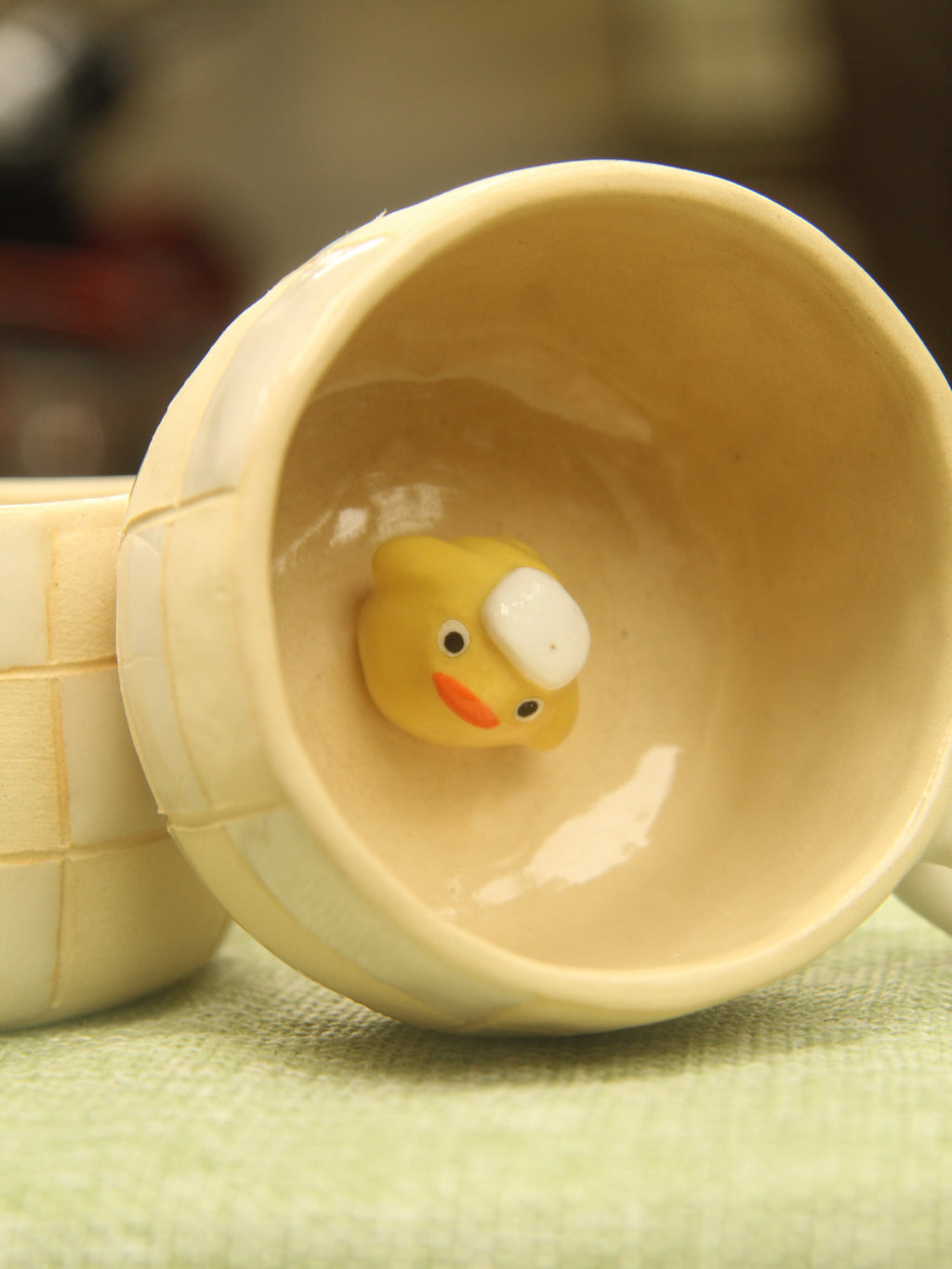 [Pre-order] Yellow Duck Handmade Ceramic Espresso Cup, Handbuilt Pottery, Cute Gift For Anime Fan, Unique Birthday Gift, Adorable Valentine Gift | Totto Pottery