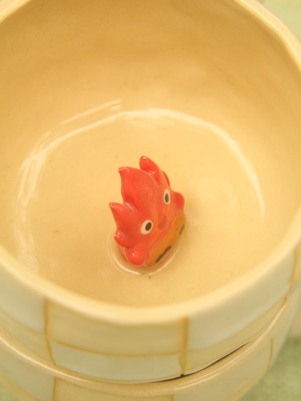 [Pre-order] Fire Demon Handmade Ceramic Checkered Mug, Handbuilt Pottery, Cute Gift For Anime Fan, Unique Birthday Gift, Adorable Valentine Gift | Totto Pottery