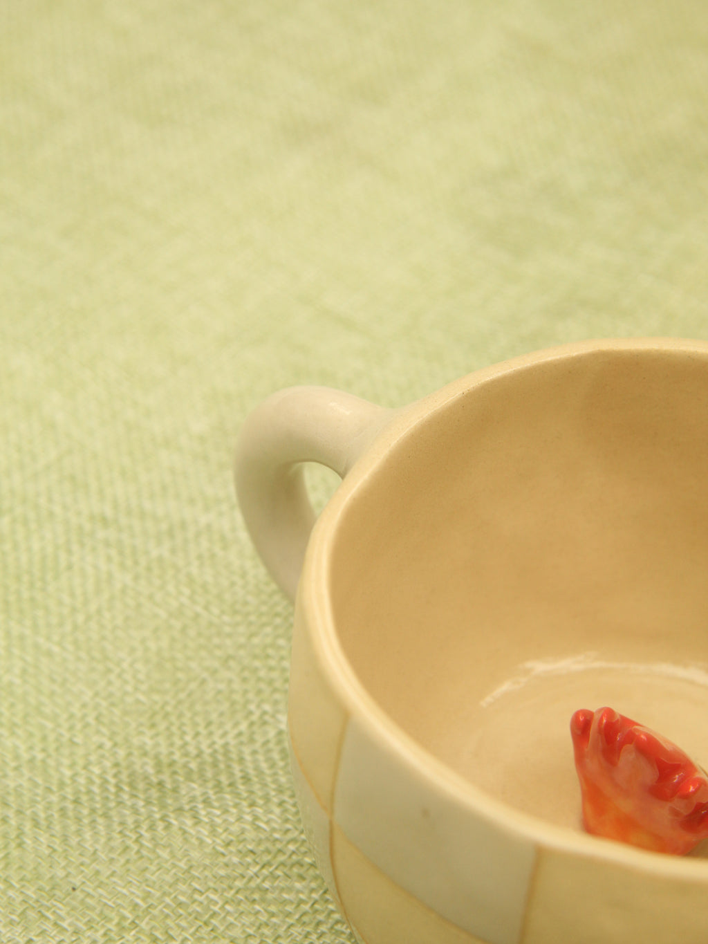 [Pre-order] Fire Demon Handmade Ceramic Checkered Mug, Handbuilt Pottery, Cute Gift For Anime Fan, Unique Birthday Gift, Adorable Valentine Gift | Totto Pottery