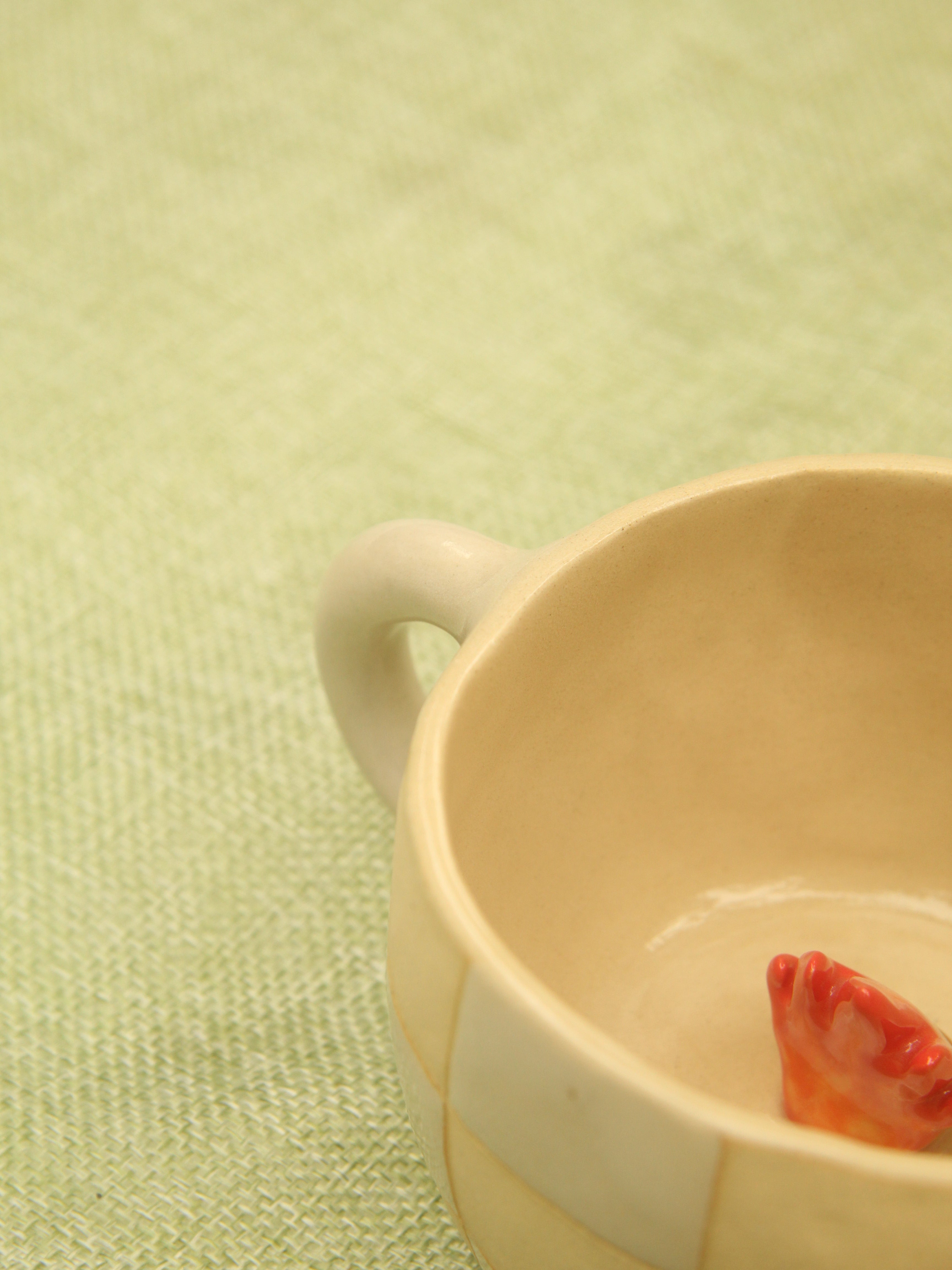 [Pre-order] Fire Demon Handmade Ceramic Checkered Mug, Handbuilt Pottery, Cute Gift For Anime Fan, Unique Birthday Gift, Adorable Valentine Gift | Totto Pottery