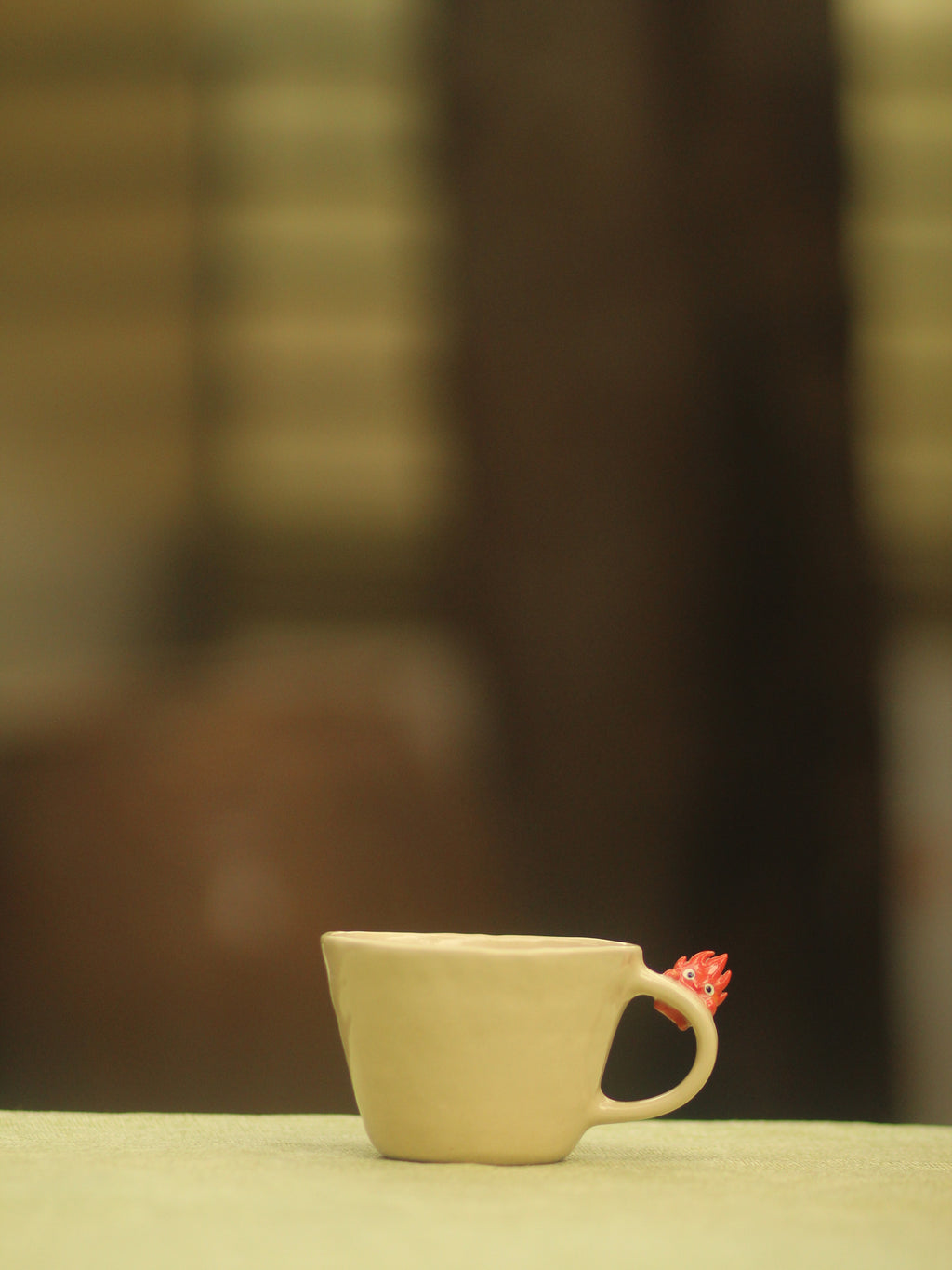 [Pre-order] Hanging Fire Demon Handmade Ceramic Handle Mug, Handbuilt Pottery, Cute Gift For Anime Fan, Unique Birthday Gift, Adorable Valentine Gift | Totto Pottery