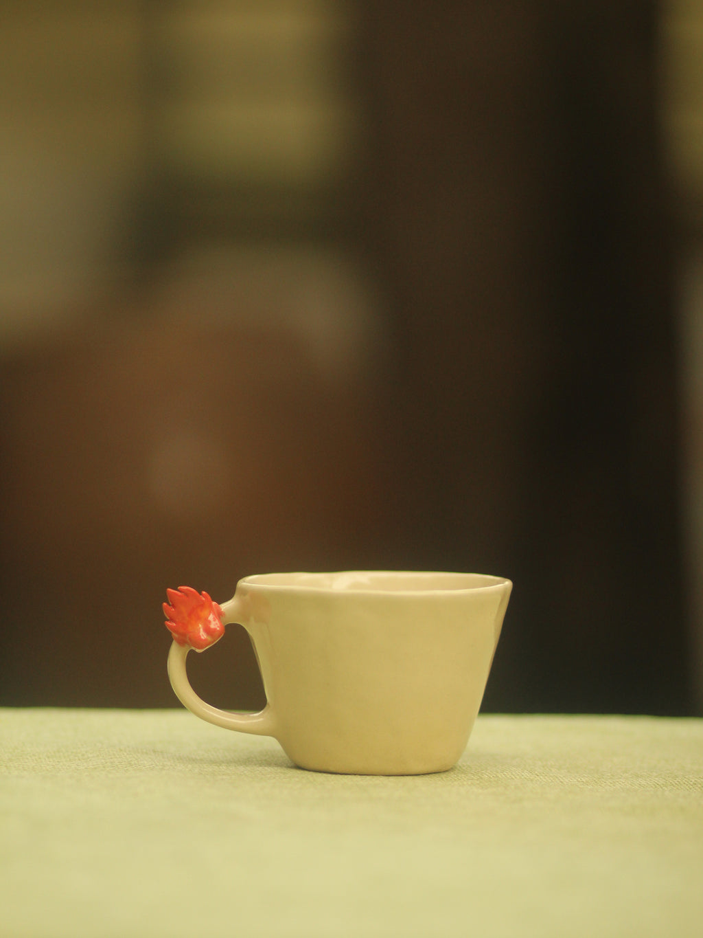 [Pre-order] Hanging Fire Demon Handmade Ceramic Handle Mug, Handbuilt Pottery, Cute Gift For Anime Fan, Unique Birthday Gift, Adorable Valentine Gift | Totto Pottery