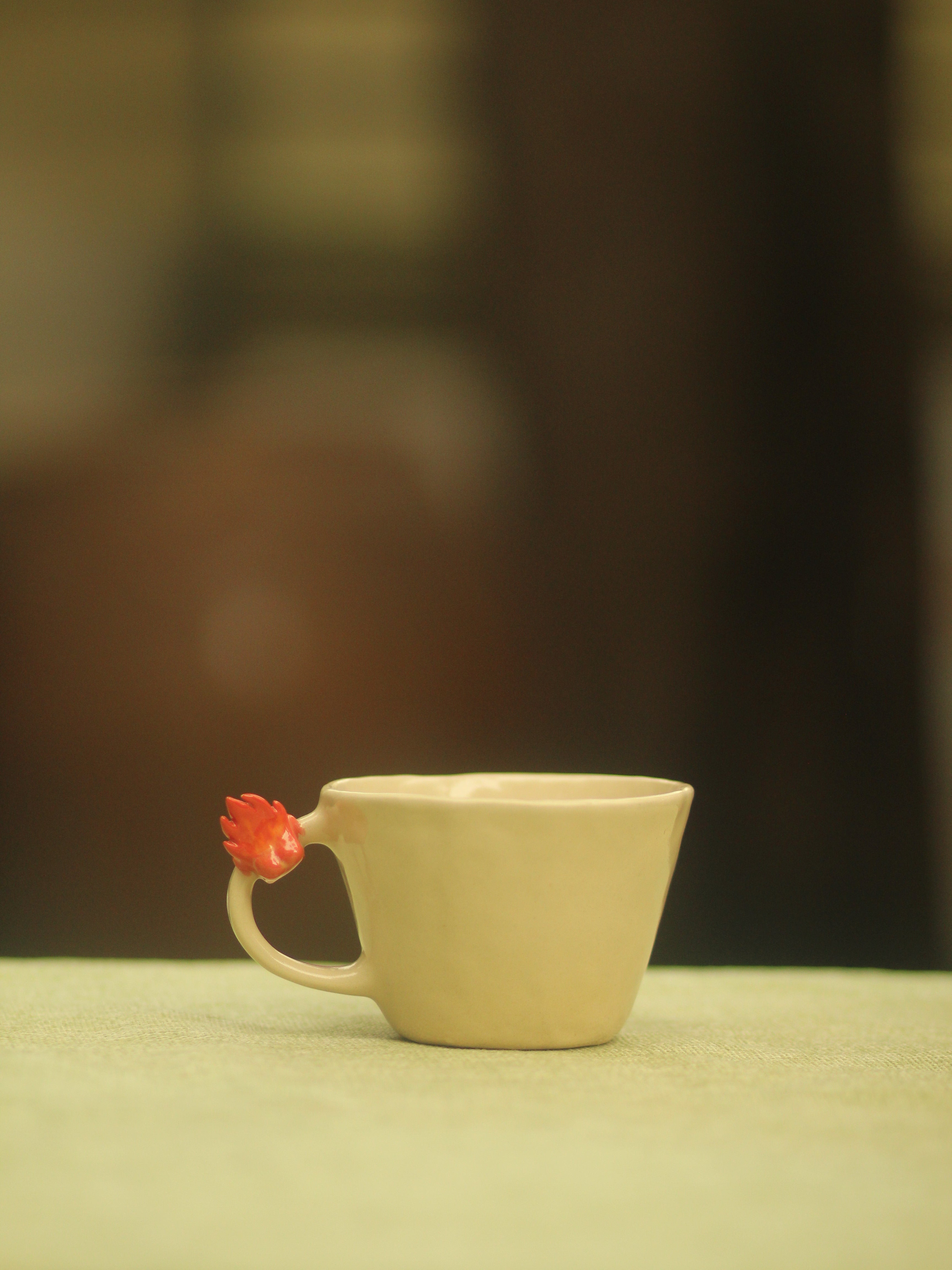 [Pre-order] Hanging Fire Demon Handmade Ceramic Handle Mug, Handbuilt Pottery, Cute Gift For Anime Fan, Unique Birthday Gift, Adorable Valentine Gift | Totto Pottery