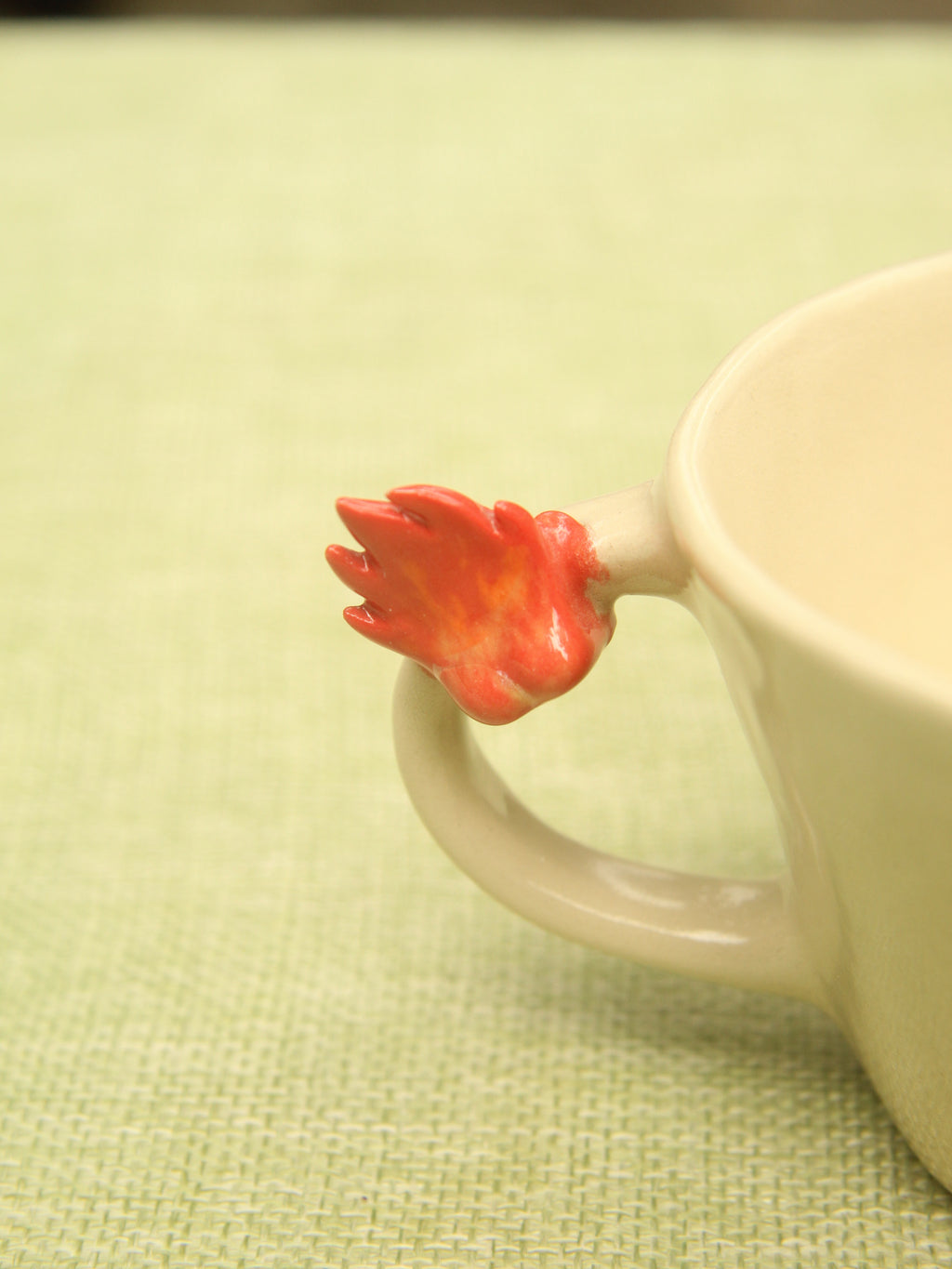 [Pre-order] Hanging Fire Demon Handmade Ceramic Handle Mug, Handbuilt Pottery, Cute Gift For Anime Fan, Unique Birthday Gift, Adorable Valentine Gift | Totto Pottery