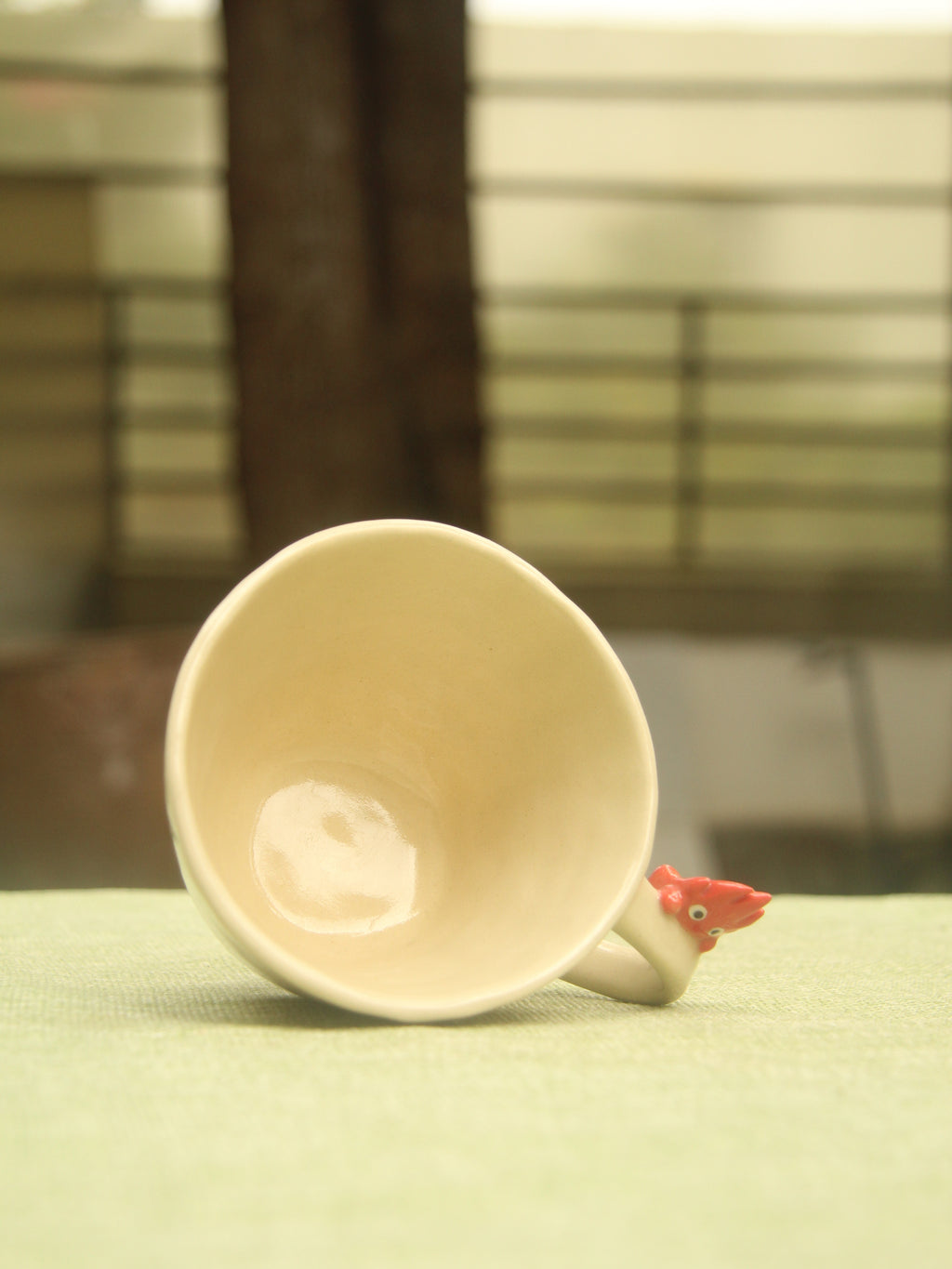 [Pre-order] Hanging Fire Demon Handmade Ceramic Handle Mug, Handbuilt Pottery, Cute Gift For Anime Fan, Unique Birthday Gift, Adorable Valentine Gift | Totto Pottery