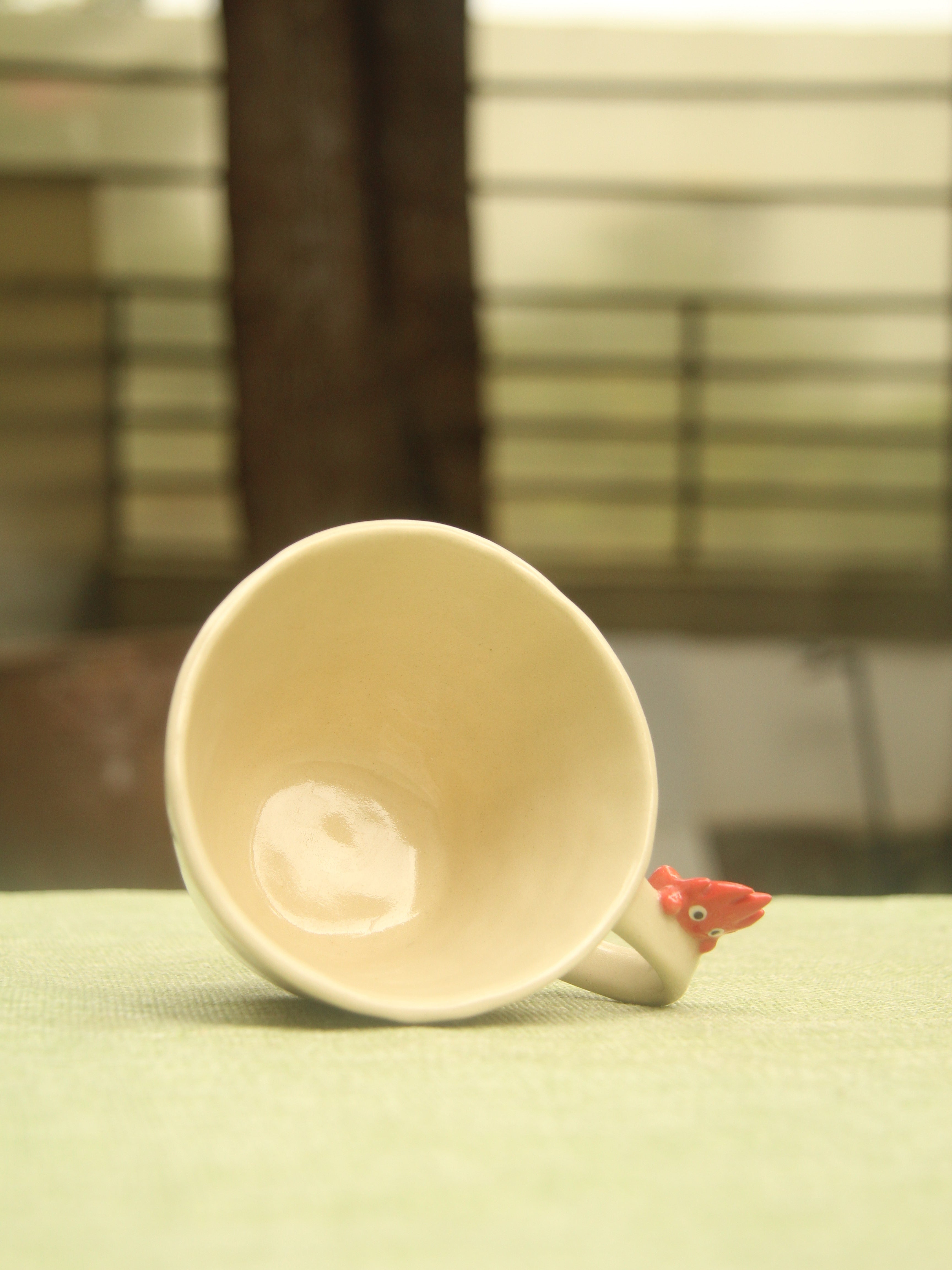[Pre-order] Hanging Fire Demon Handmade Ceramic Handle Mug, Handbuilt Pottery, Cute Gift For Anime Fan, Unique Birthday Gift, Adorable Valentine Gift | Totto Pottery