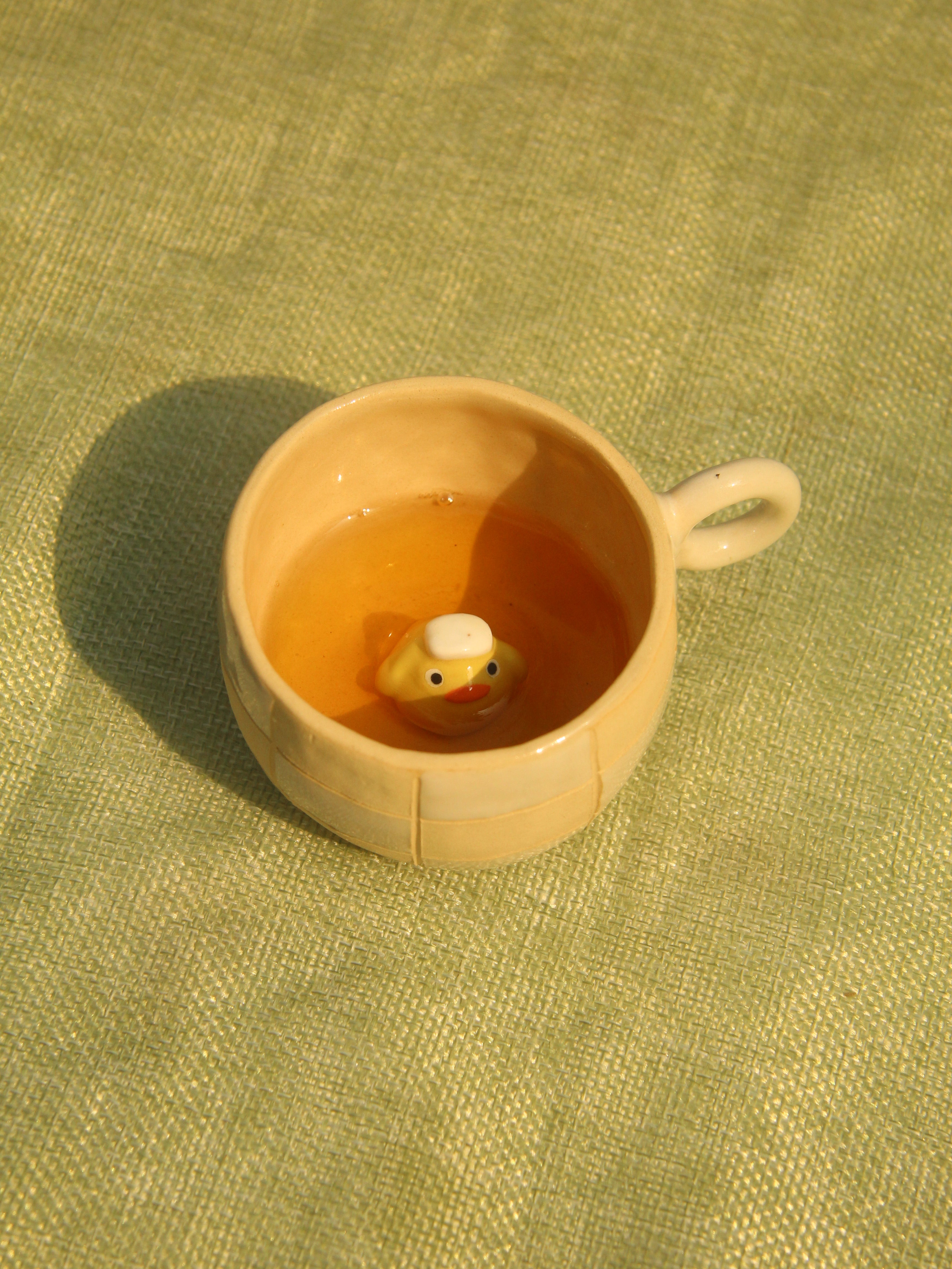 [Pre-order] Yellow Duck Handmade Ceramic Espresso Cup, Handbuilt Pottery, Cute Gift For Anime Fan, Unique Birthday Gift, Adorable Valentine Gift | Totto Pottery