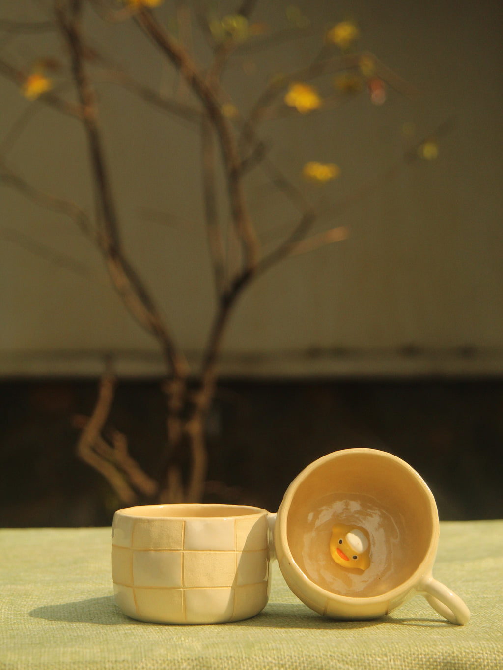 [Pre-order] Yellow Duck Handmade Ceramic Espresso Cup, Handbuilt Pottery, Cute Gift For Anime Fan, Unique Birthday Gift, Adorable Valentine Gift | Totto Pottery