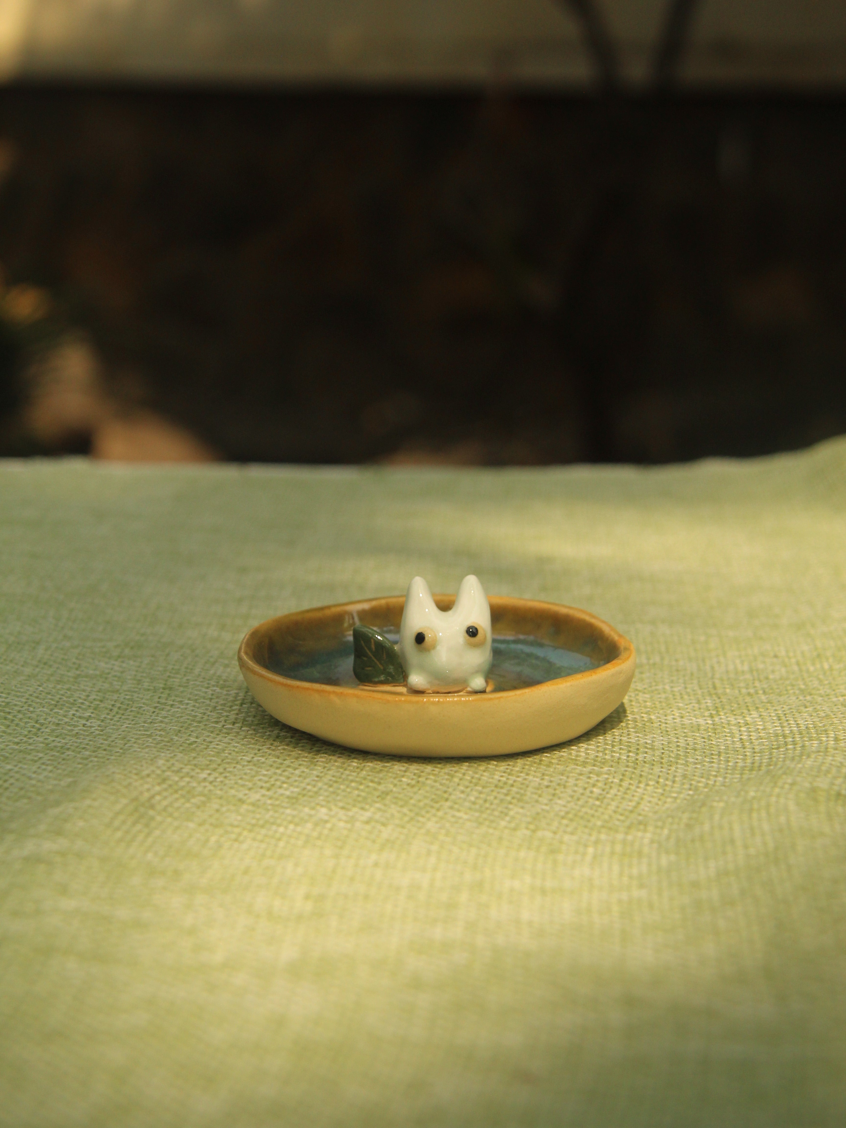 [Pre-order] Forest Spirit Handmade Ceramic Rings Dish, Handbuilt Pottery, Cute Gift For Anime Fan, Unique Birthday Gift, Adorable Valentine Gift | Totto Pottery