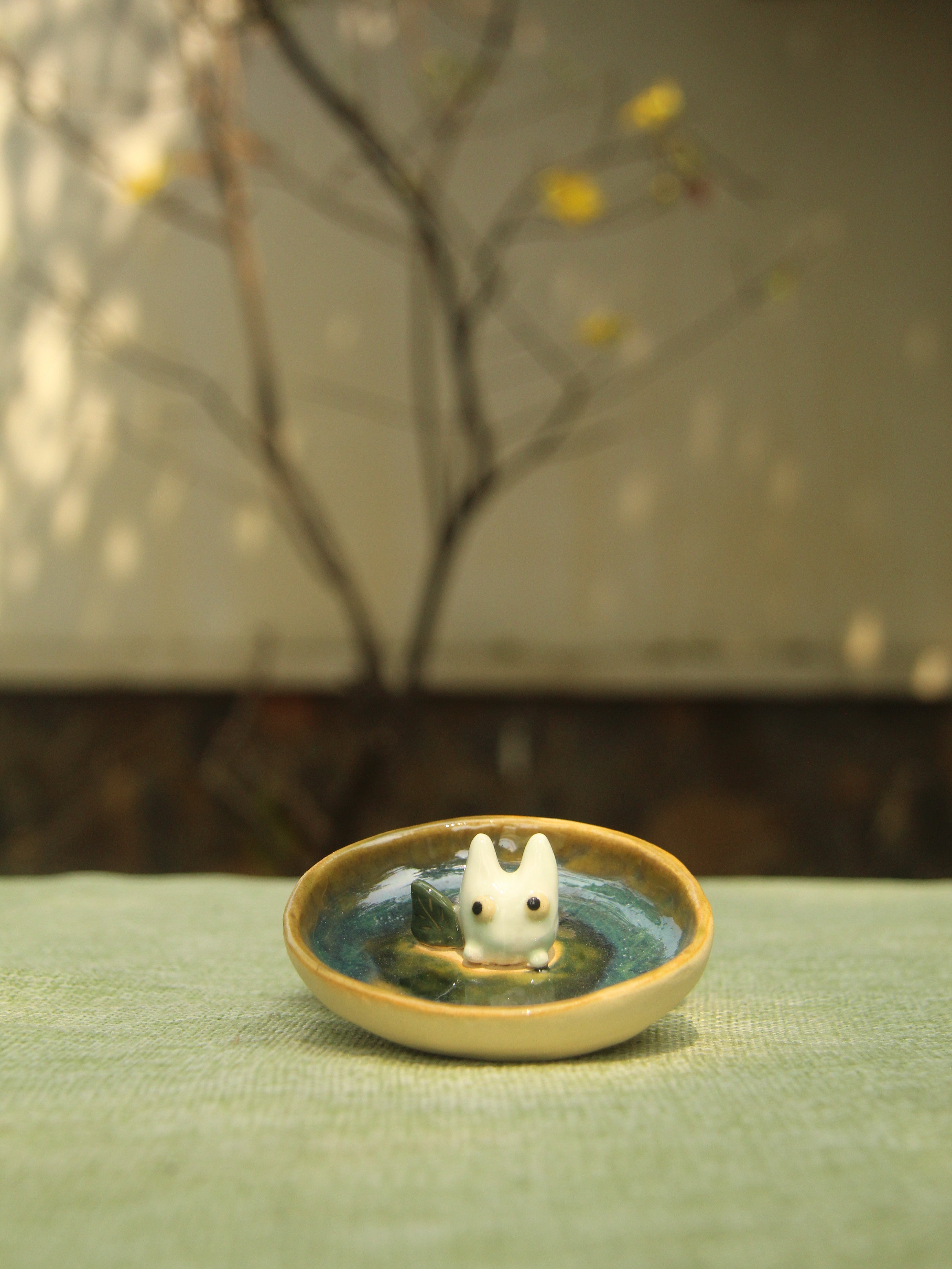 [Pre-order] Forest Spirit Handmade Ceramic Rings Dish, Handbuilt Pottery, Cute Gift For Anime Fan, Unique Birthday Gift, Adorable Valentine Gift | Totto Pottery
