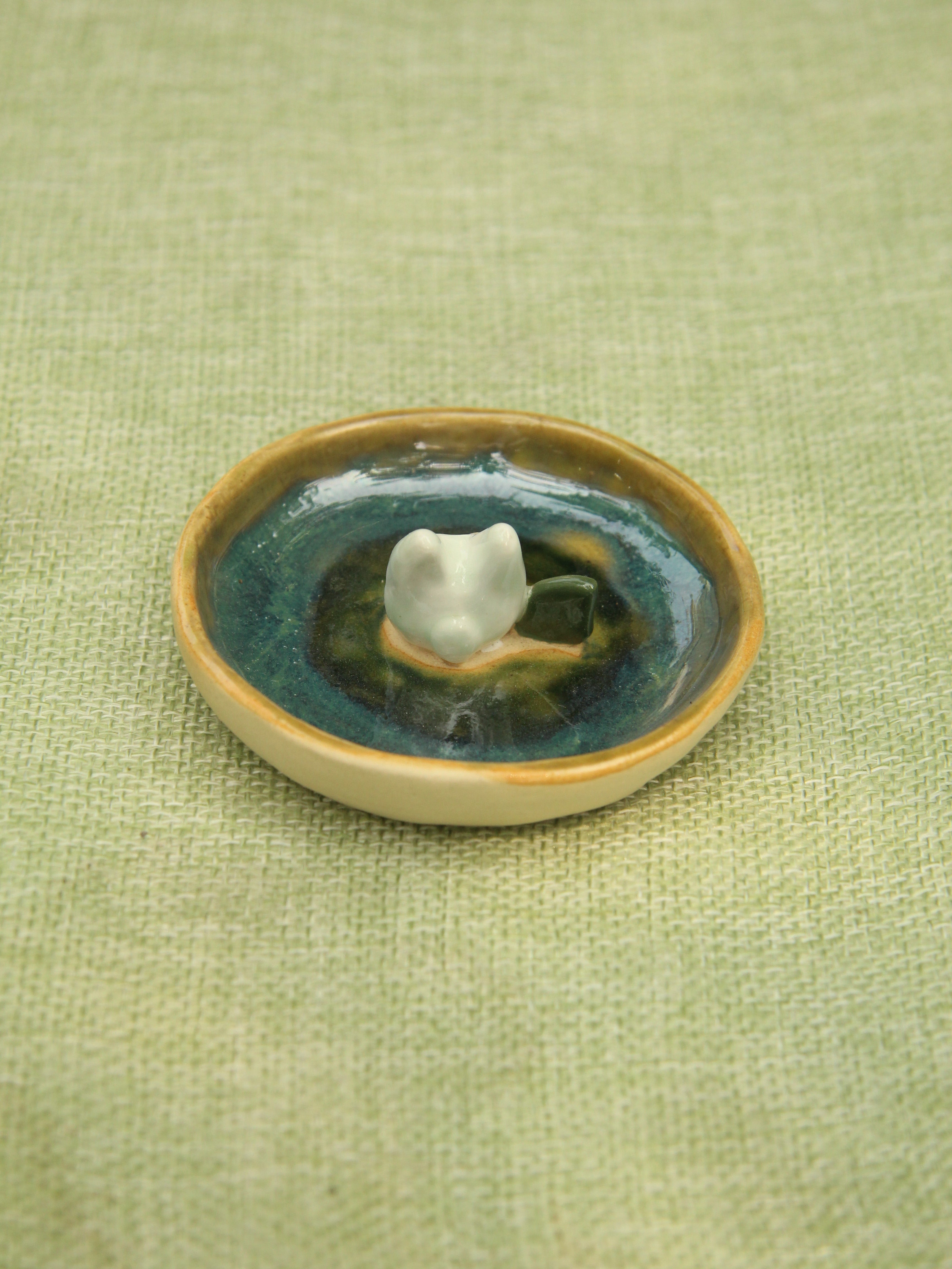[Pre-order] Forest Spirit Handmade Ceramic Rings Dish, Handbuilt Pottery, Cute Gift For Anime Fan, Unique Birthday Gift, Adorable Valentine Gift | Totto Pottery