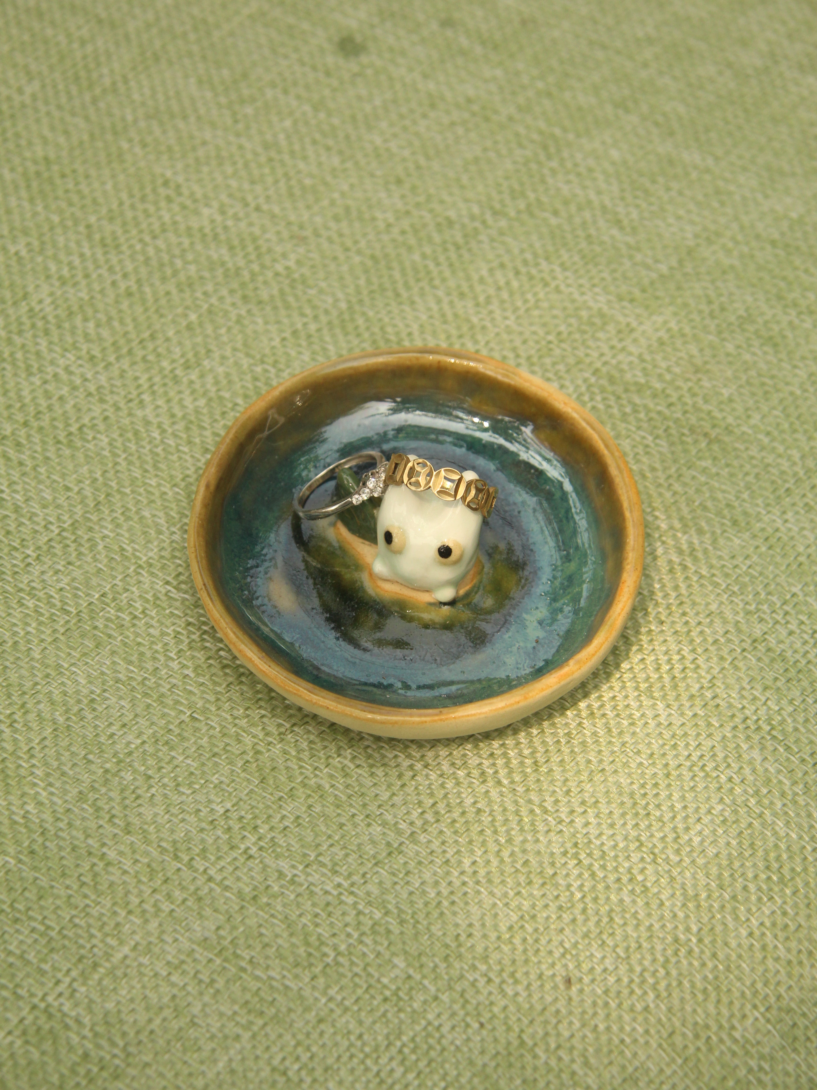 [Pre-order] Forest Spirit Handmade Ceramic Rings Dish, Handbuilt Pottery, Cute Gift For Anime Fan, Unique Birthday Gift, Adorable Valentine Gift | Totto Pottery