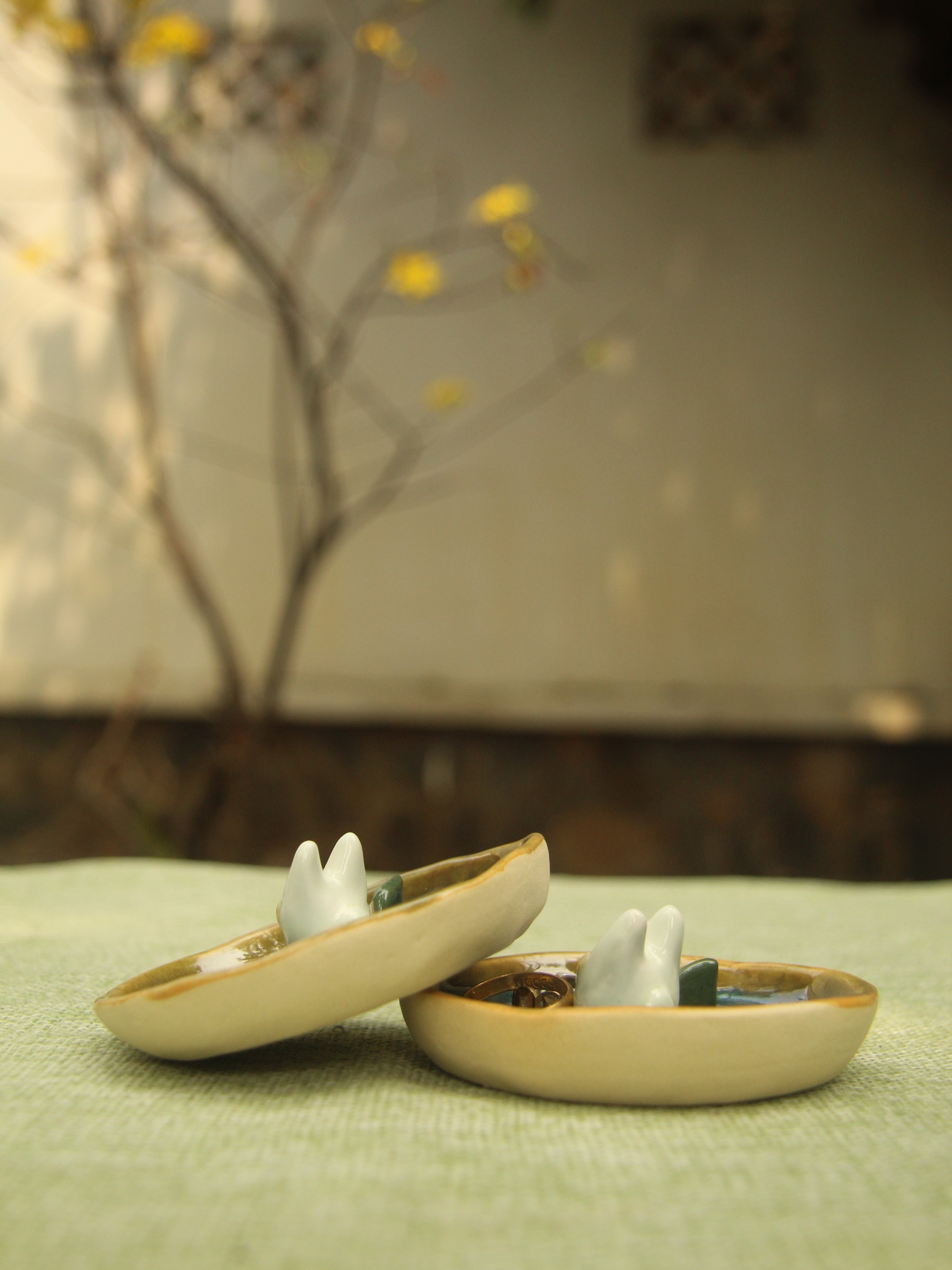 [Pre-order] Forest Spirit Handmade Ceramic Rings Dish, Handbuilt Pottery, Cute Gift For Anime Fan, Unique Birthday Gift, Adorable Valentine Gift | Totto Pottery