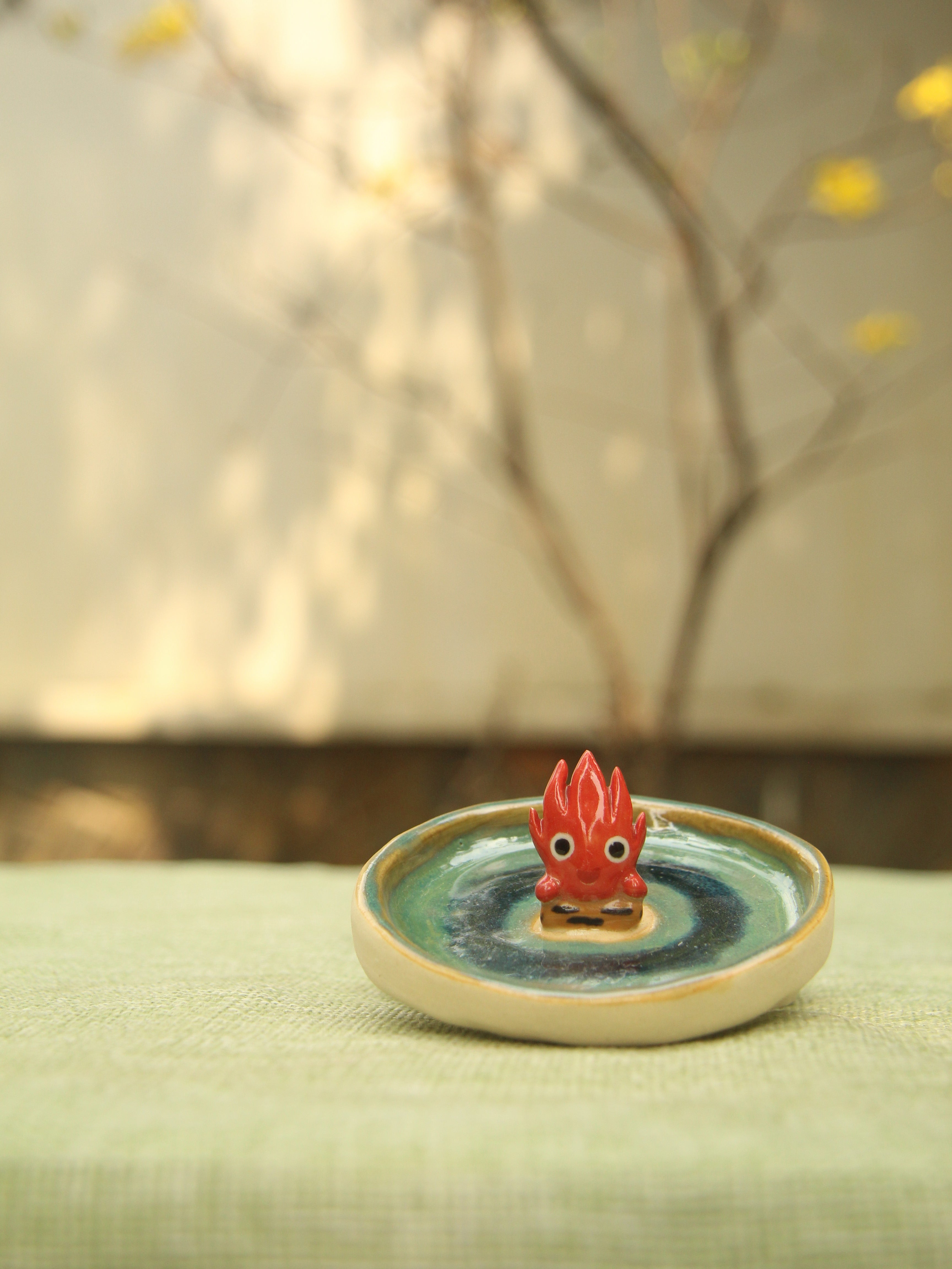 [Pre-order] Fire Demon Handmade Ceramic Rings Dish, Handbuilt Pottery, Cute Gift For Anime Fan, Unique Birthday Gift, Adorable Valentine Gift | Totto Pottery