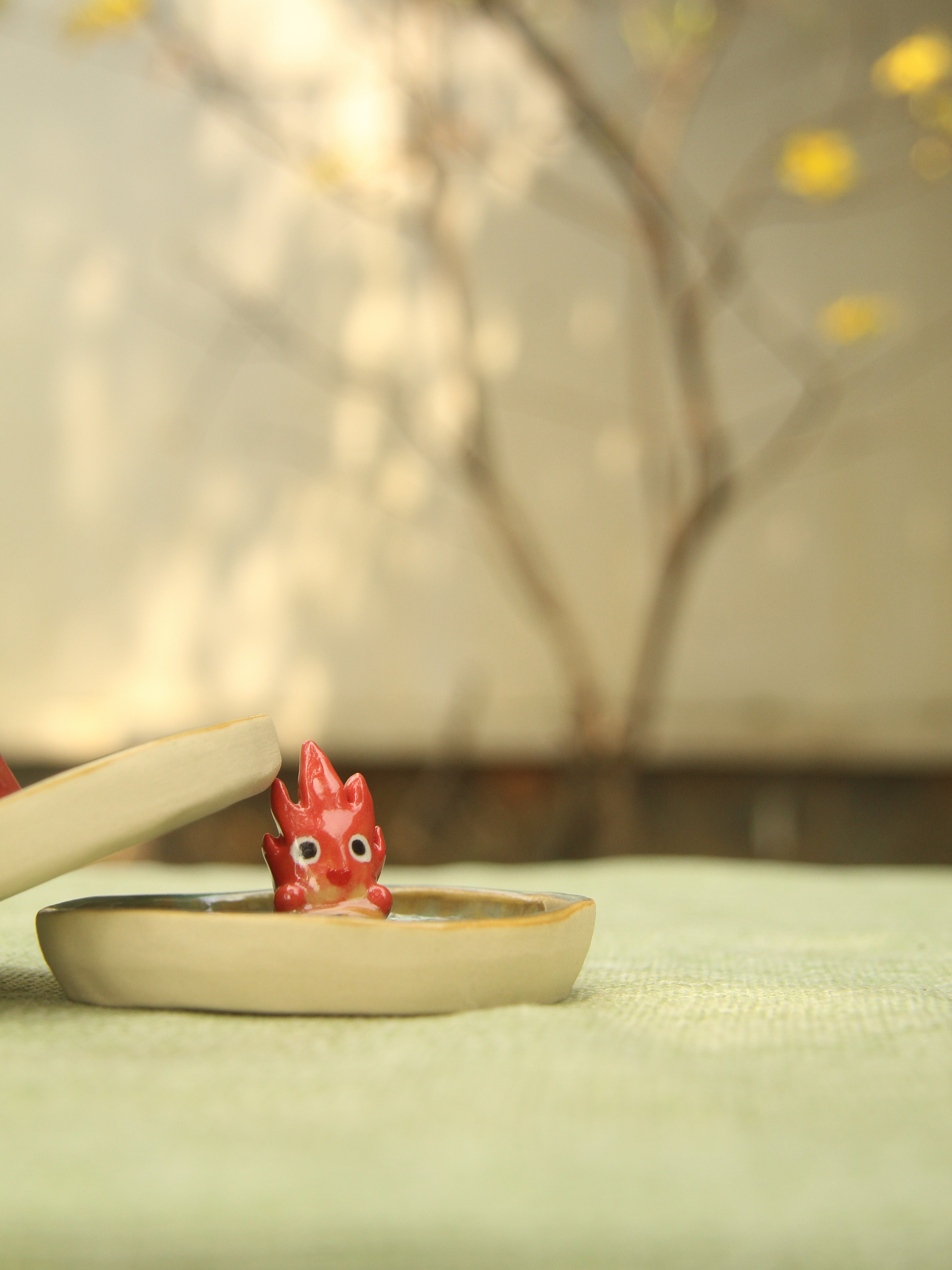 [Pre-order] Fire Demon Handmade Ceramic Rings Dish, Handbuilt Pottery, Cute Gift For Anime Fan, Unique Birthday Gift, Adorable Valentine Gift | Totto Pottery