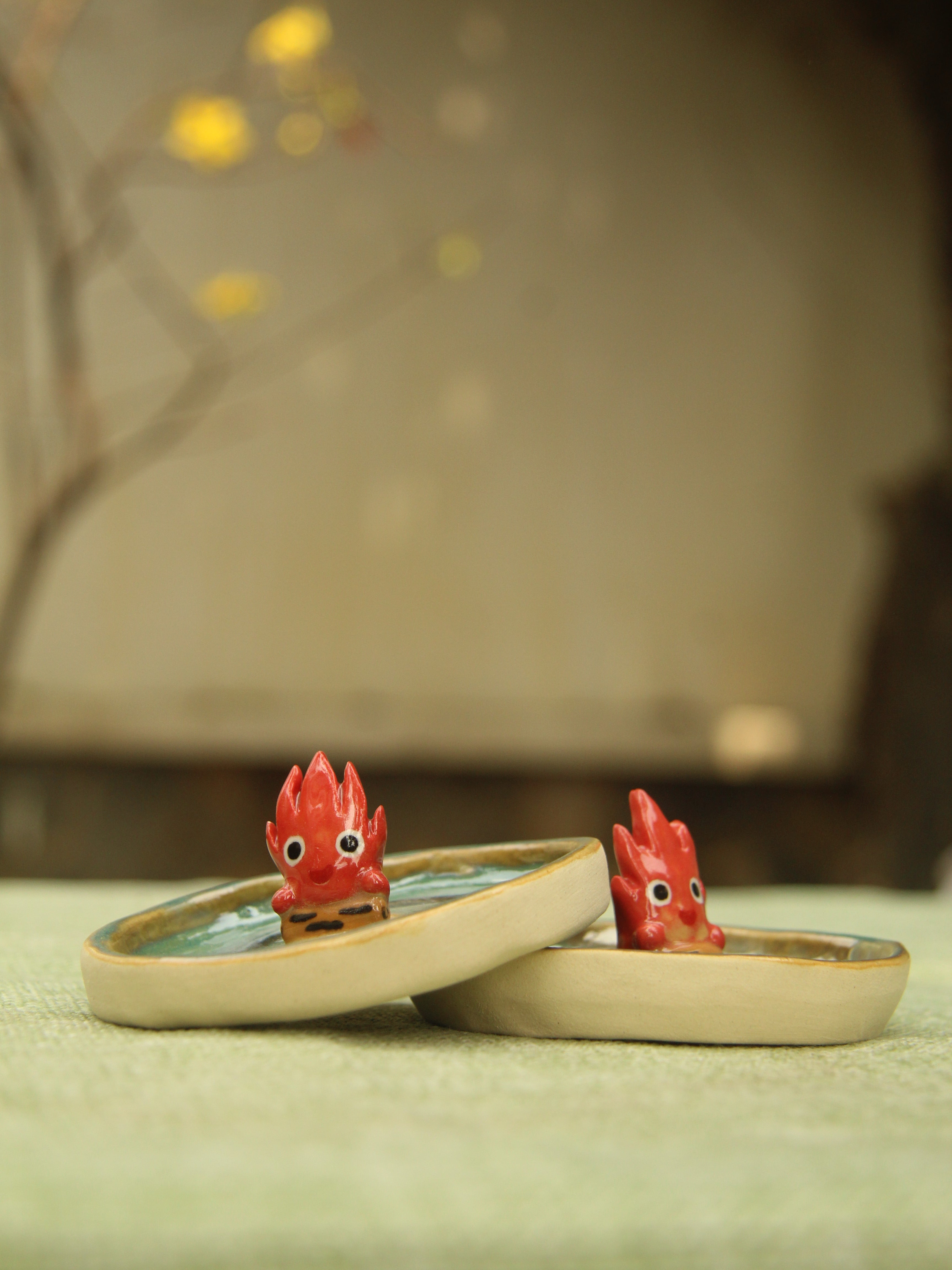 [Pre-order] Fire Demon Handmade Ceramic Rings Dish, Handbuilt Pottery, Cute Gift For Anime Fan, Unique Birthday Gift, Adorable Valentine Gift | Totto Pottery